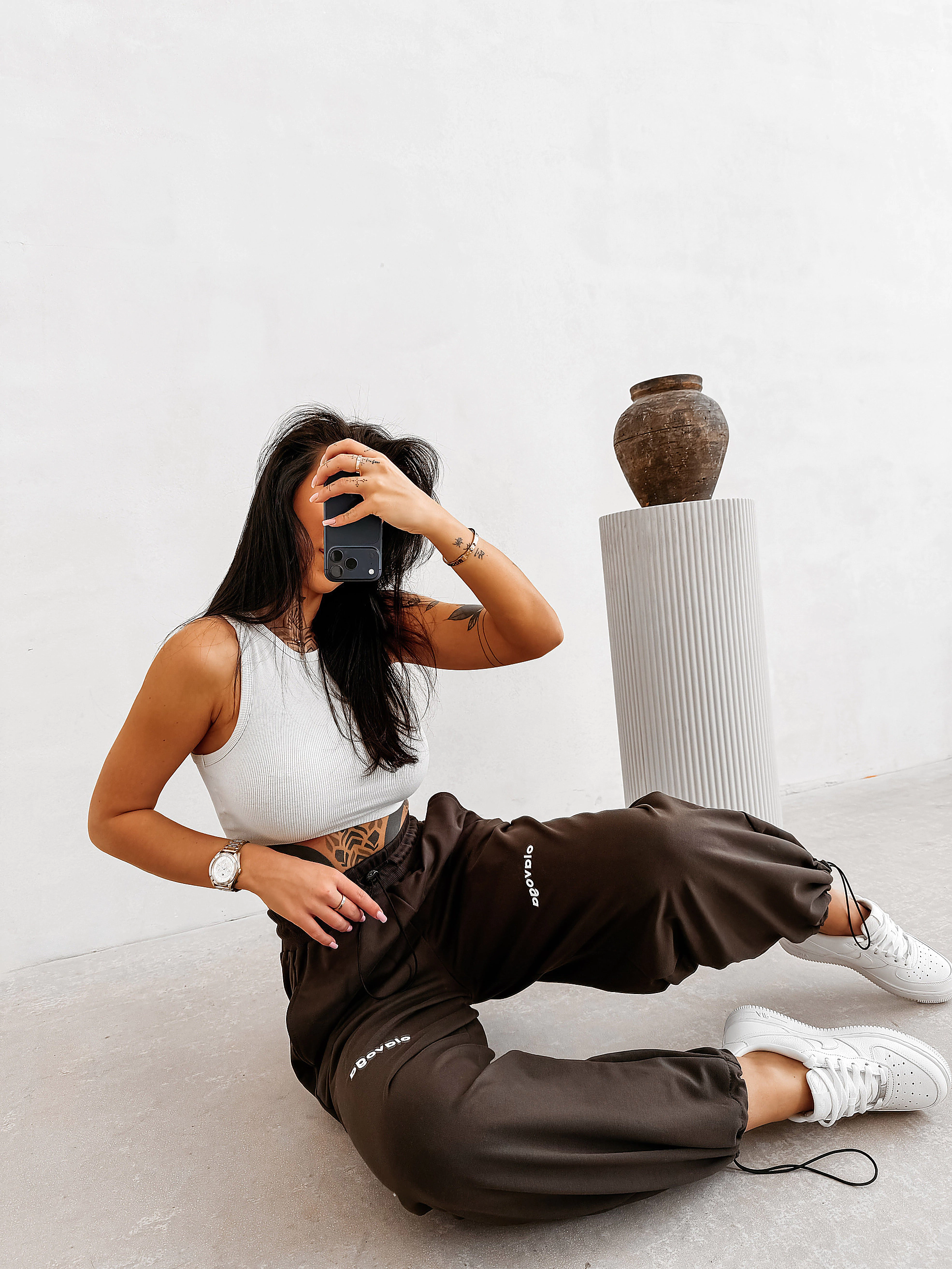 OLAVOGA NEST Damen Jogginghose verstellbar - Braun