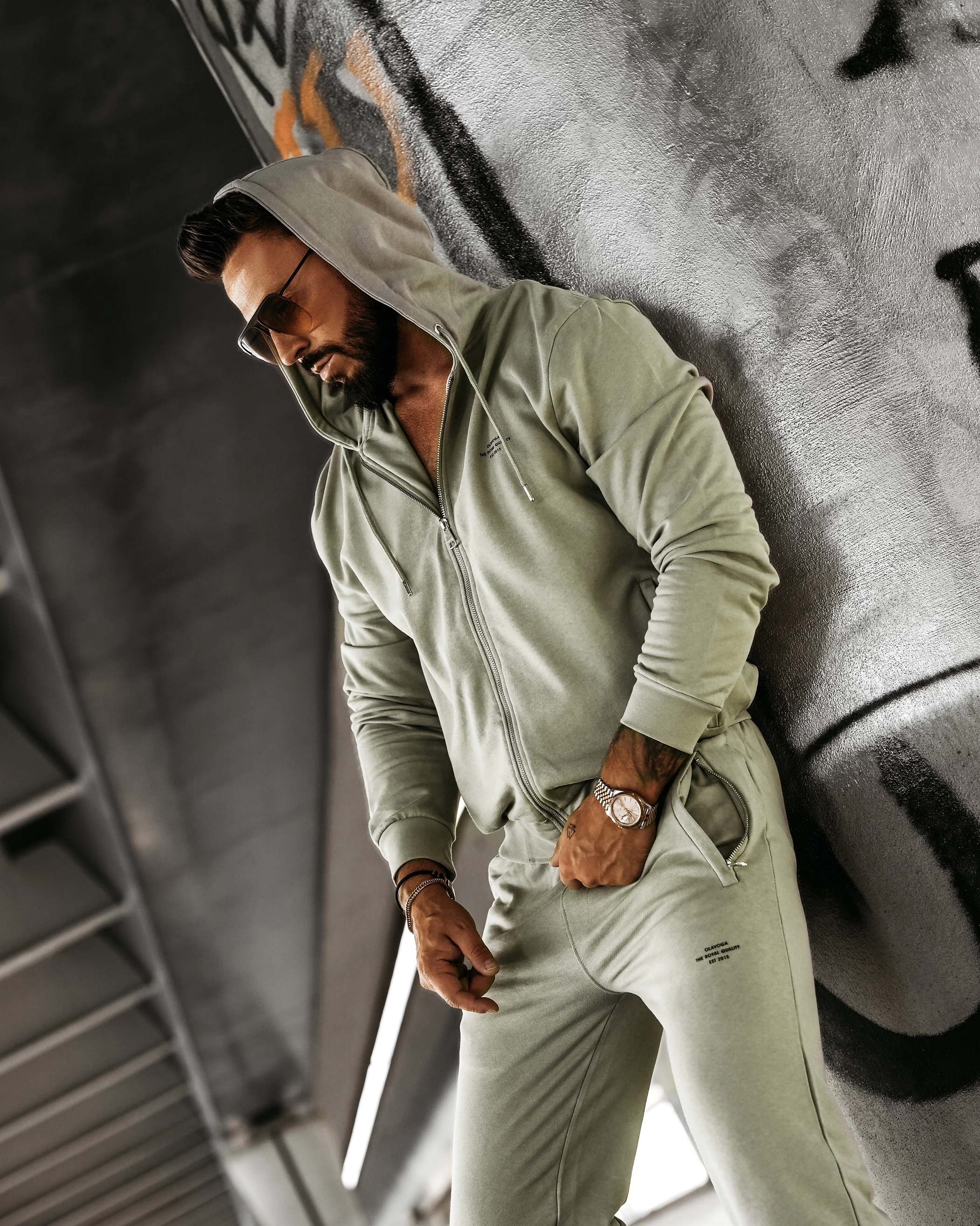 Bluza męska OLAVOGA Men LEOTO SWEATSHIRT - Oliwkowy