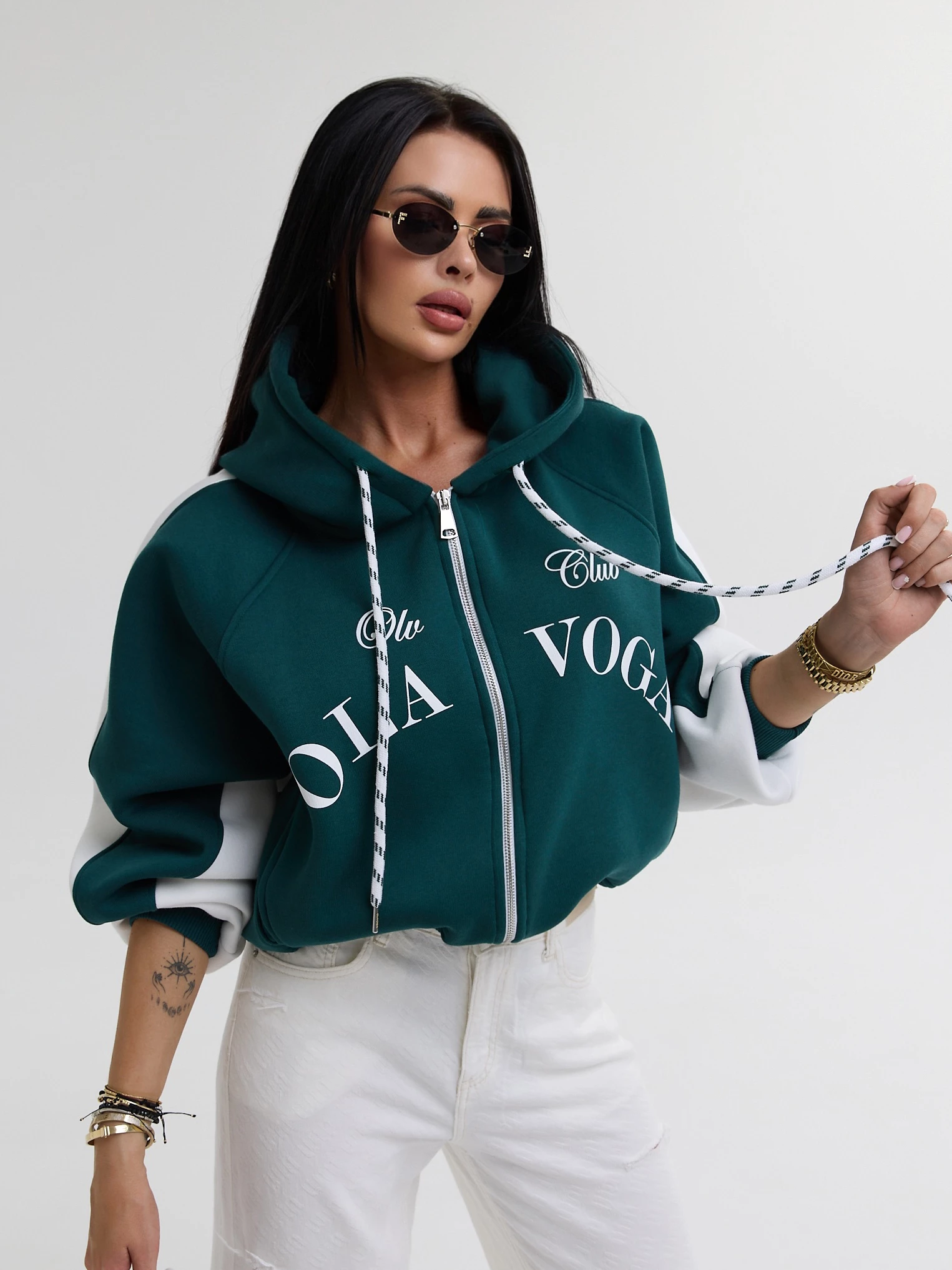 Bluza damska rozpinana OLAVOGA ASHEN SKY - Ciemny zielony