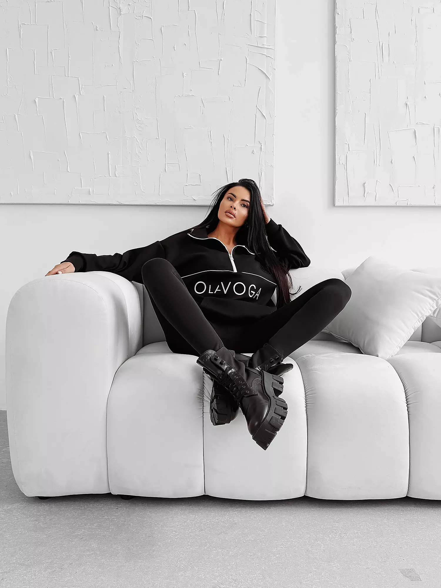 OLAVOGA EASTFIELD women's oversize collar sweatshirt - Black