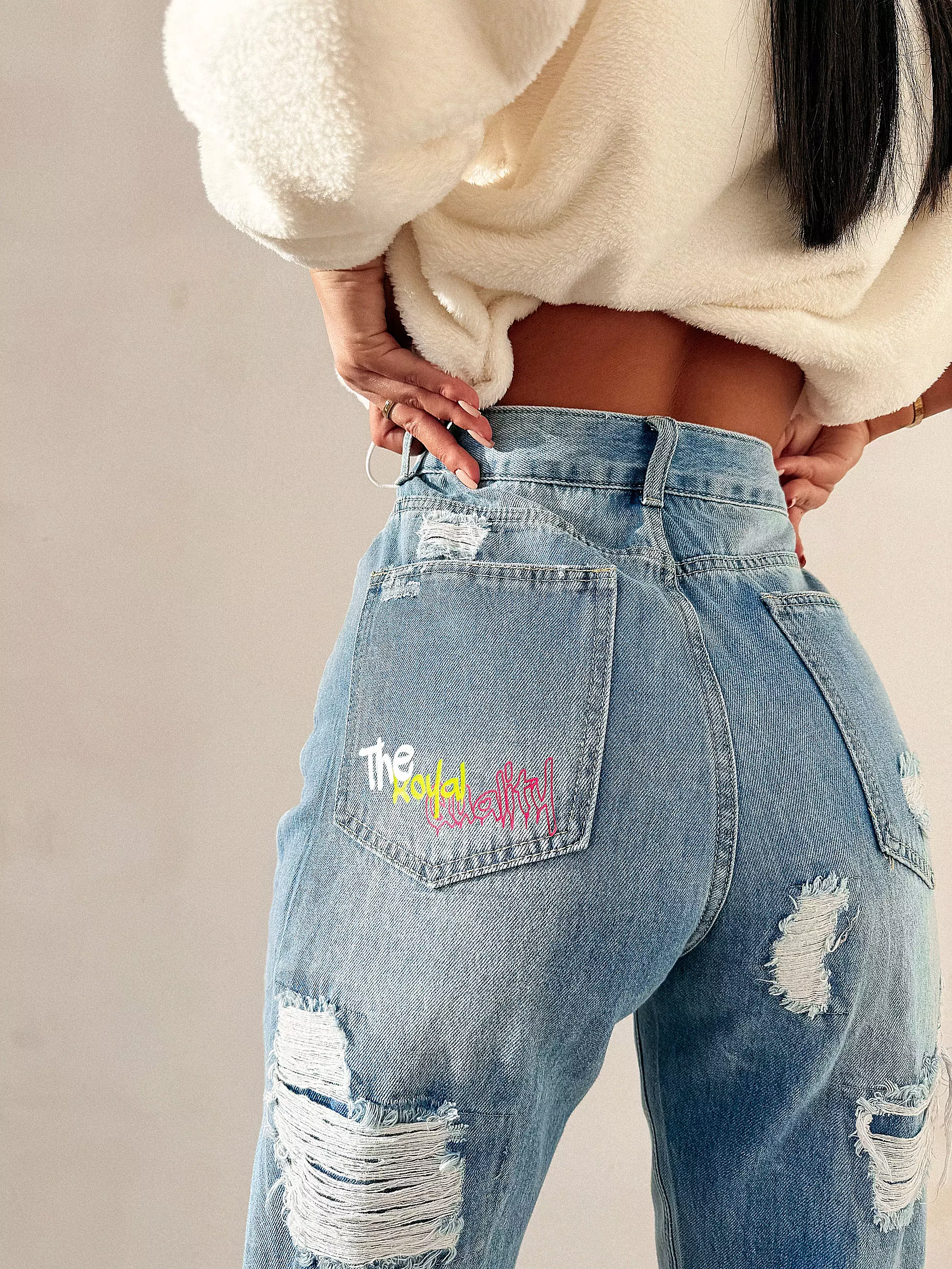 OLAVOGA VIVID bedruckte Damenhose - Dark denim