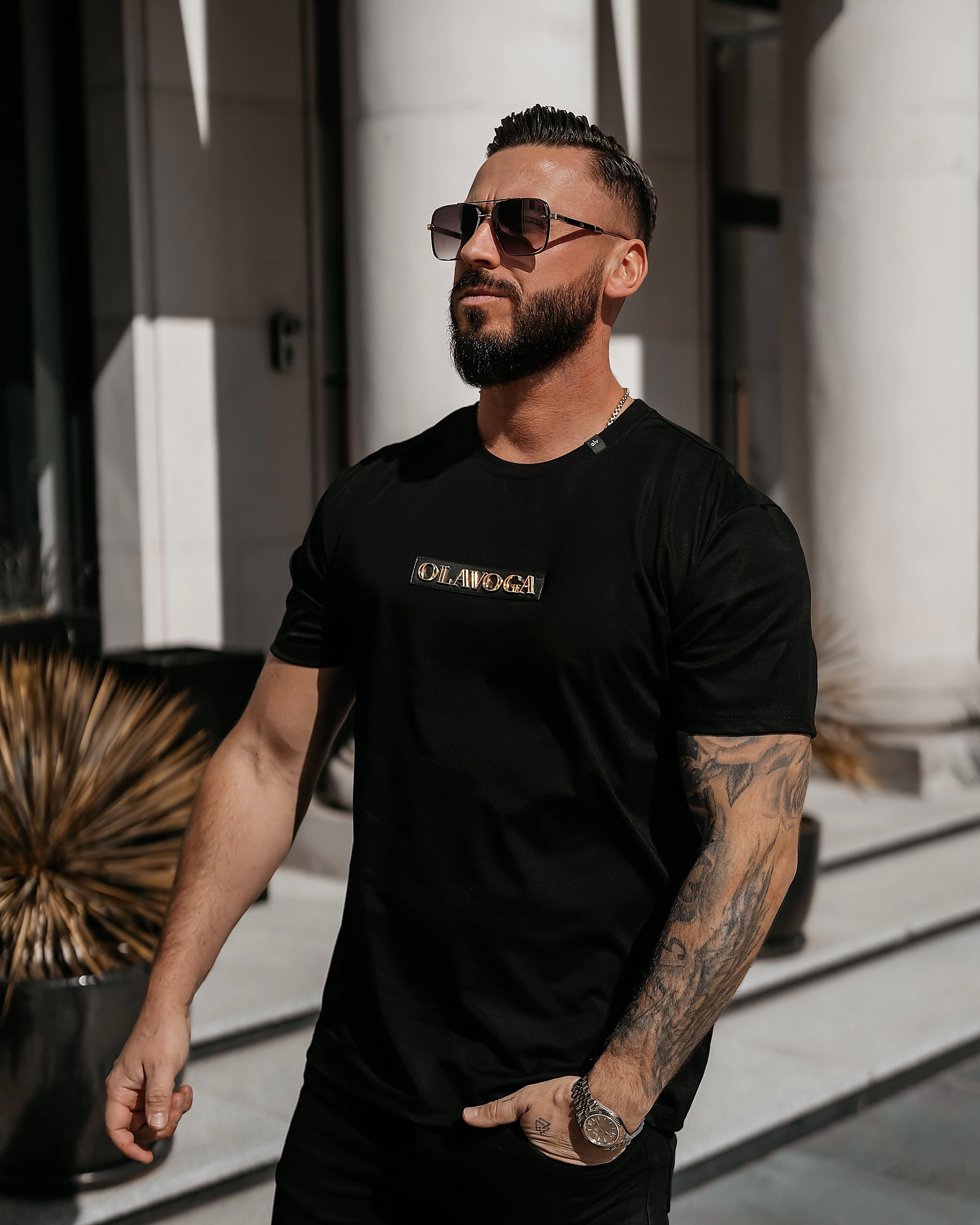 T-shirt męski OLAVOGA Men SOBRE - Czarny