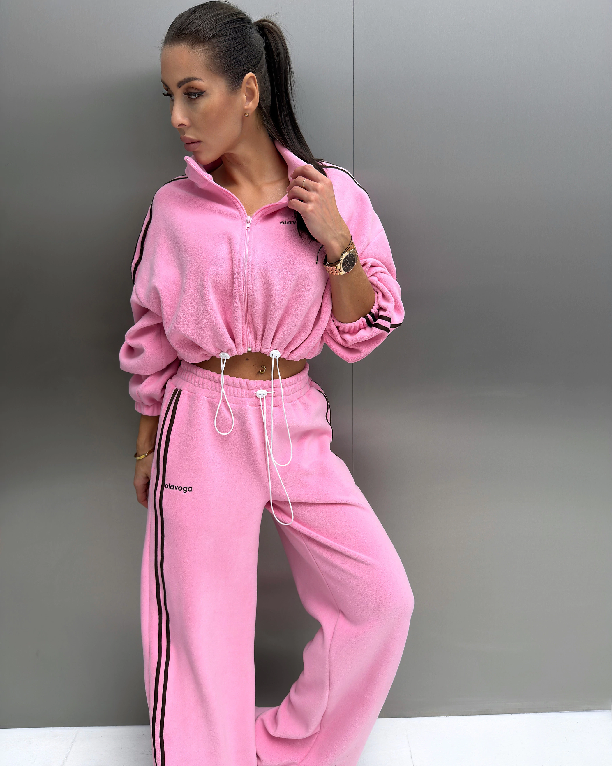 Women's side-stripe set OLAVOGA STREETY - Pink