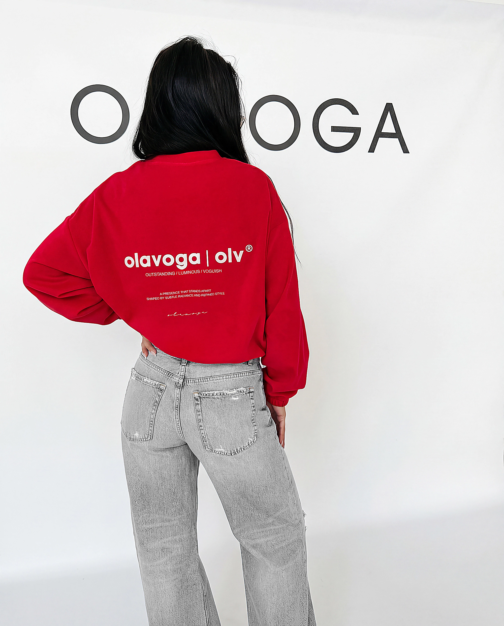 Ladies' velour sweatshirt OLAVOGA VELVORA - Red