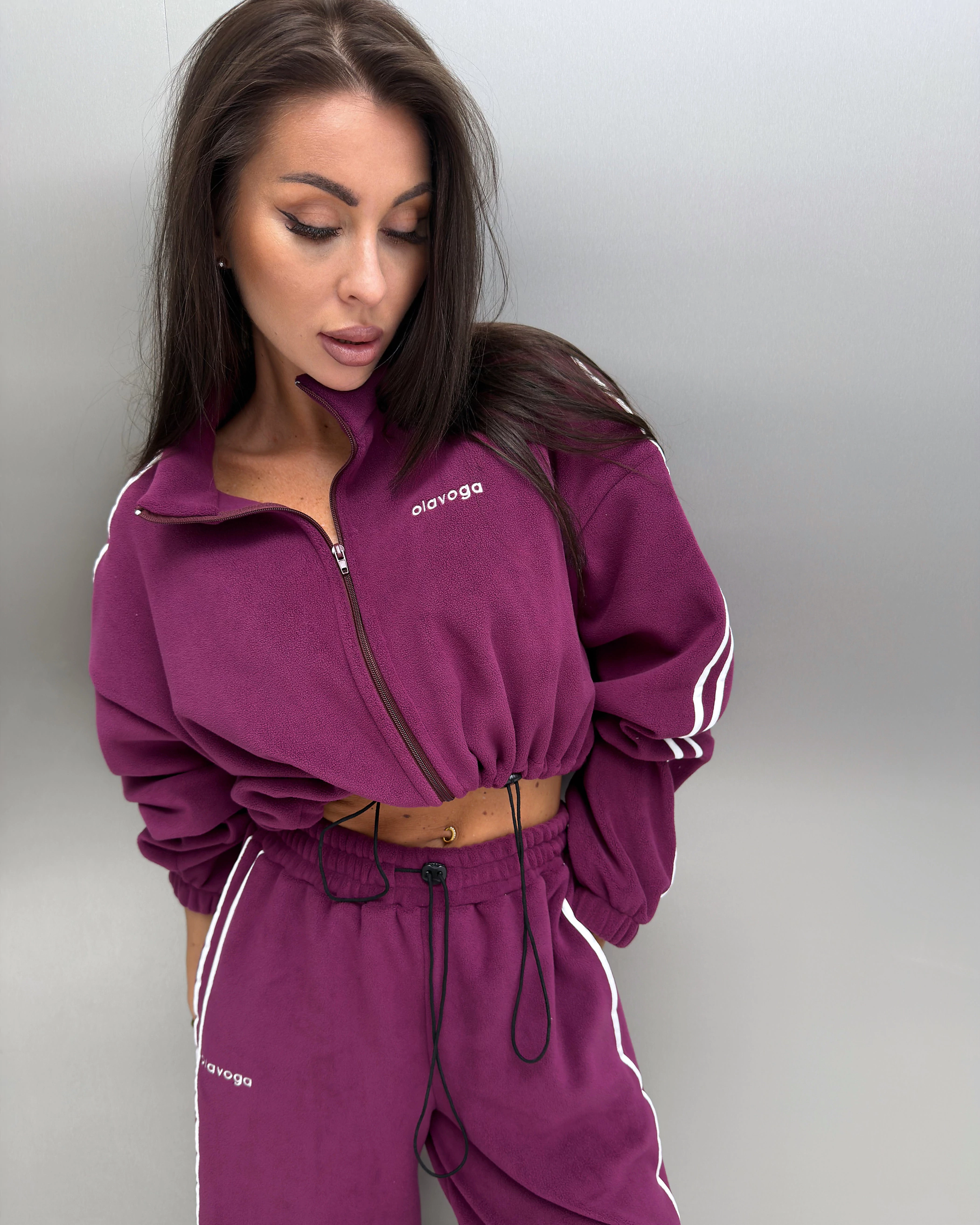 Damen-Set mit Streifen OLAVOGA STREETY – Pflaume