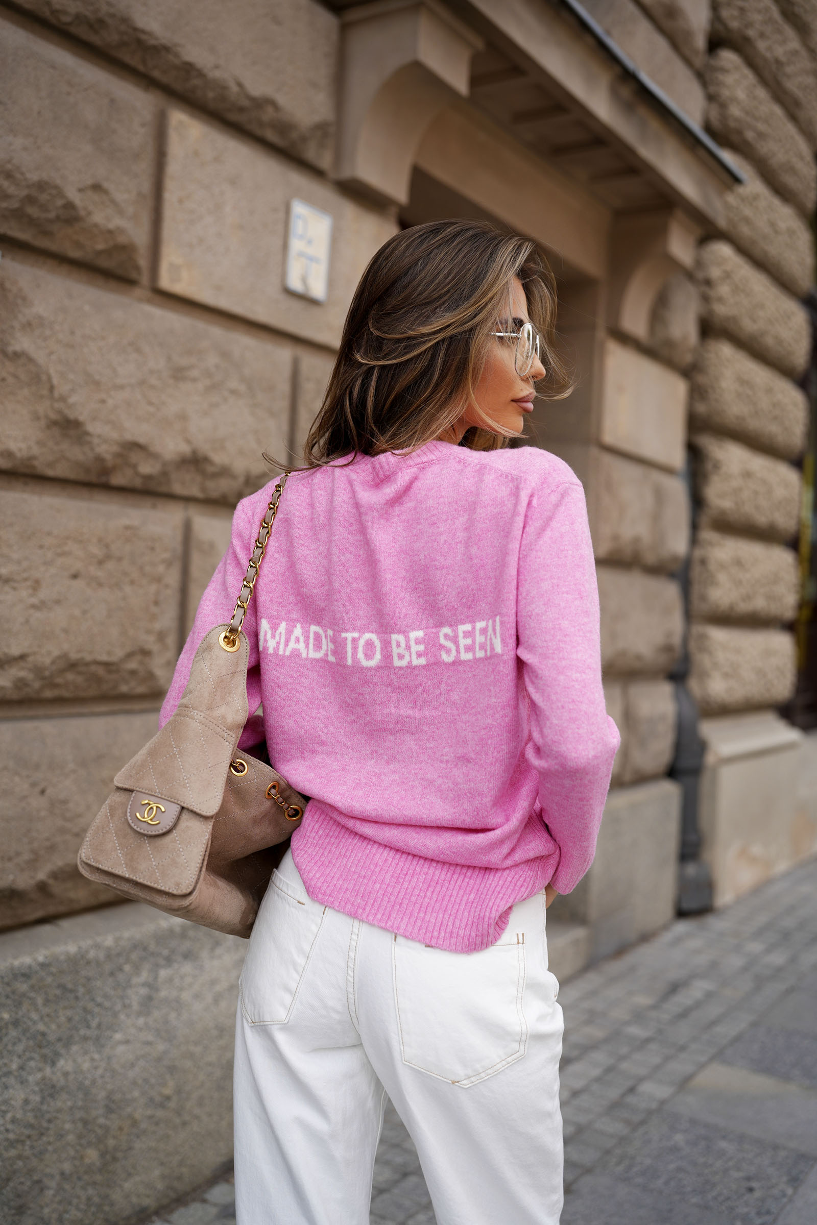 Sweter damski z wełną OLAVOGA ALSSA - Różowy
