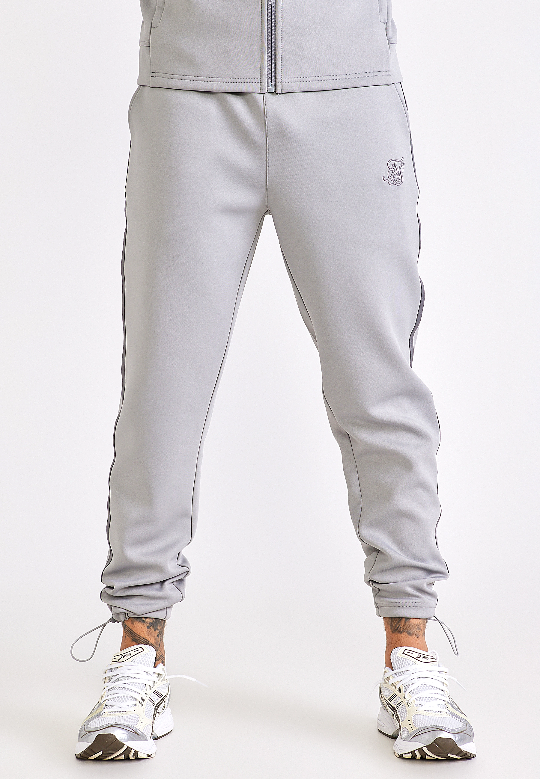 Komplet dresowy z taśmami SIKSILK 29415 - Szary