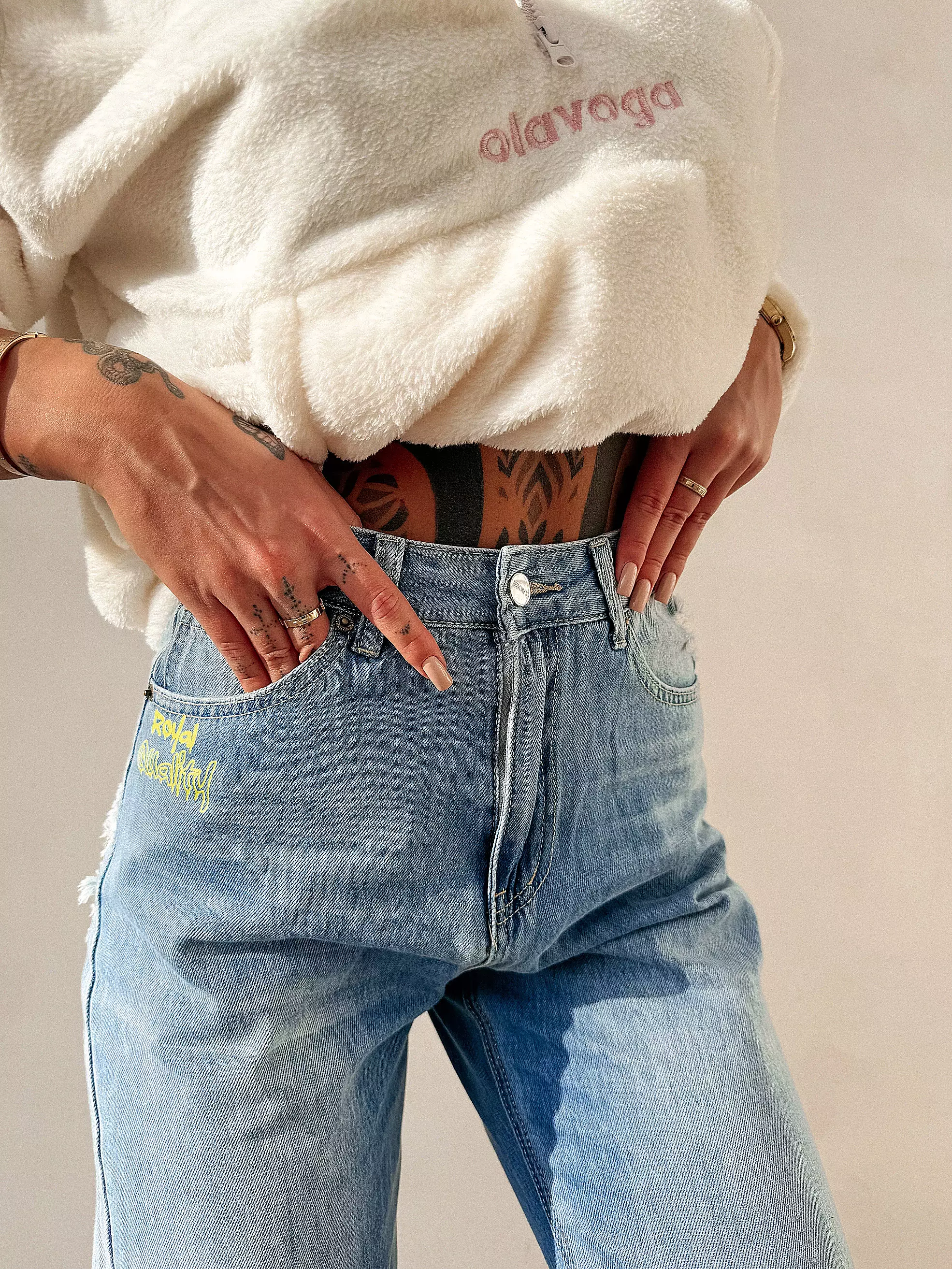 OLAVOGA VIVID bedruckte Damenhose - Dark denim