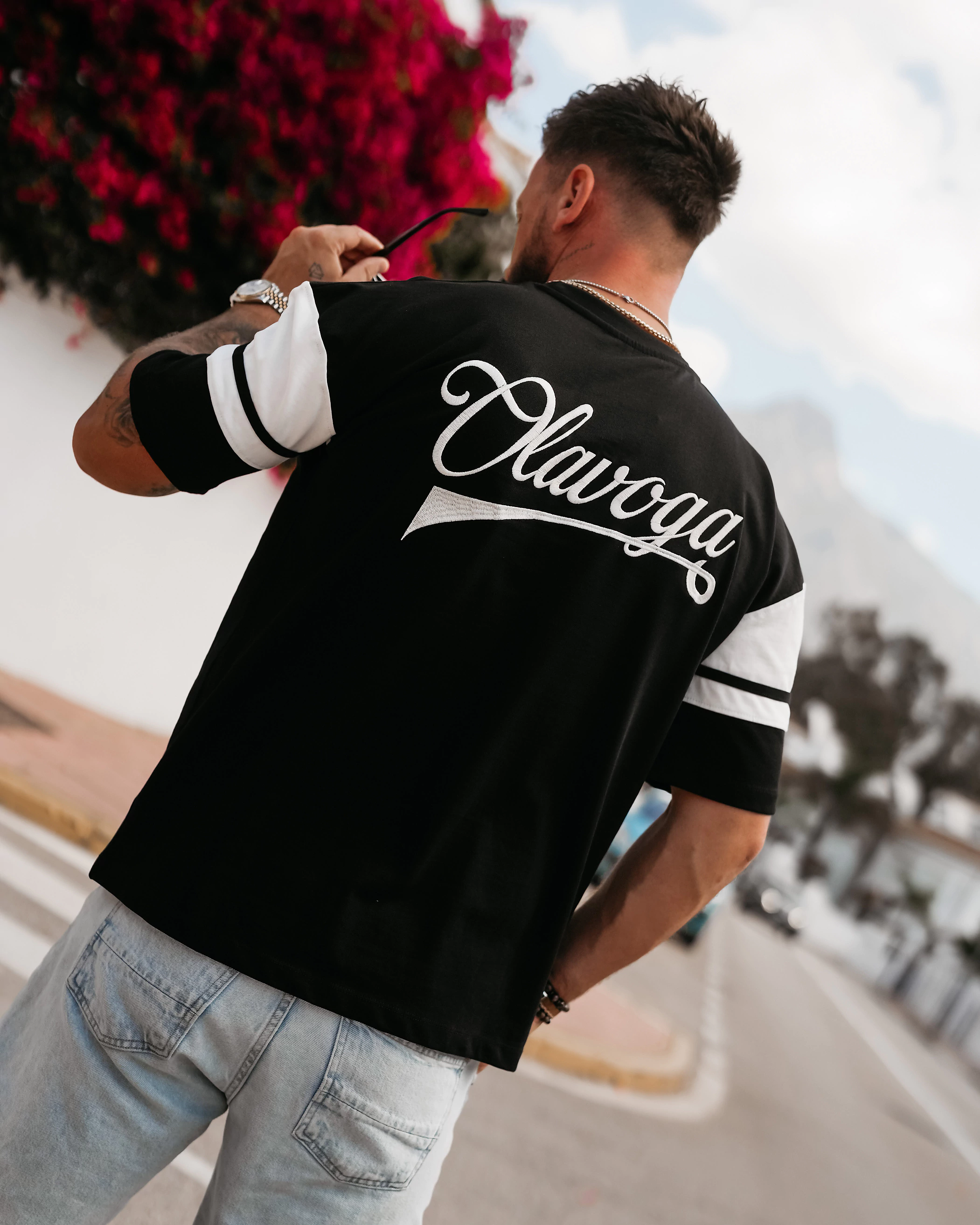 T-shirt męski oversize OLAVOGA Men VALDORIN - Czarny