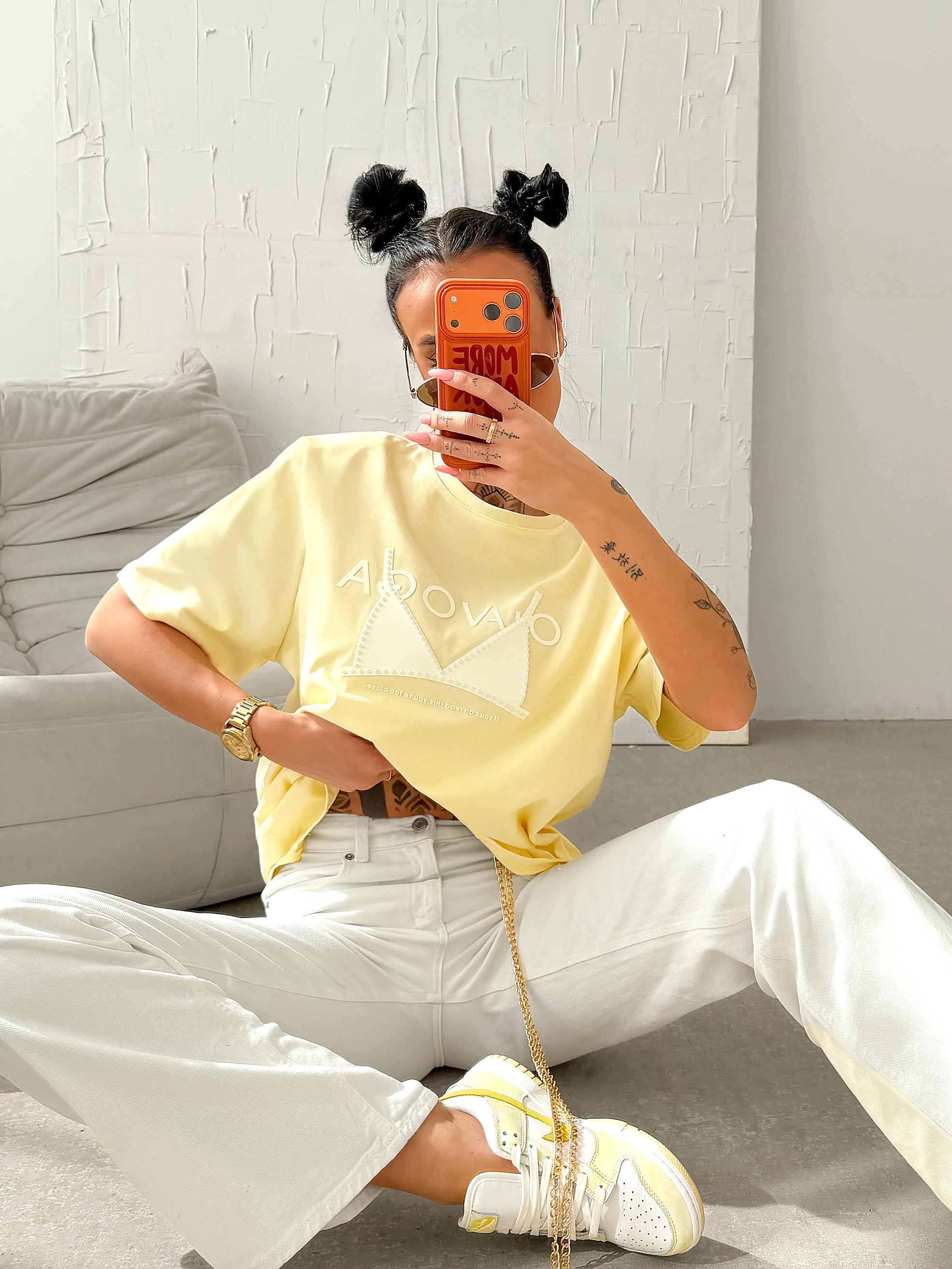 OLAVOGA BRAFITTI women's oversize T-shirt - Yellow