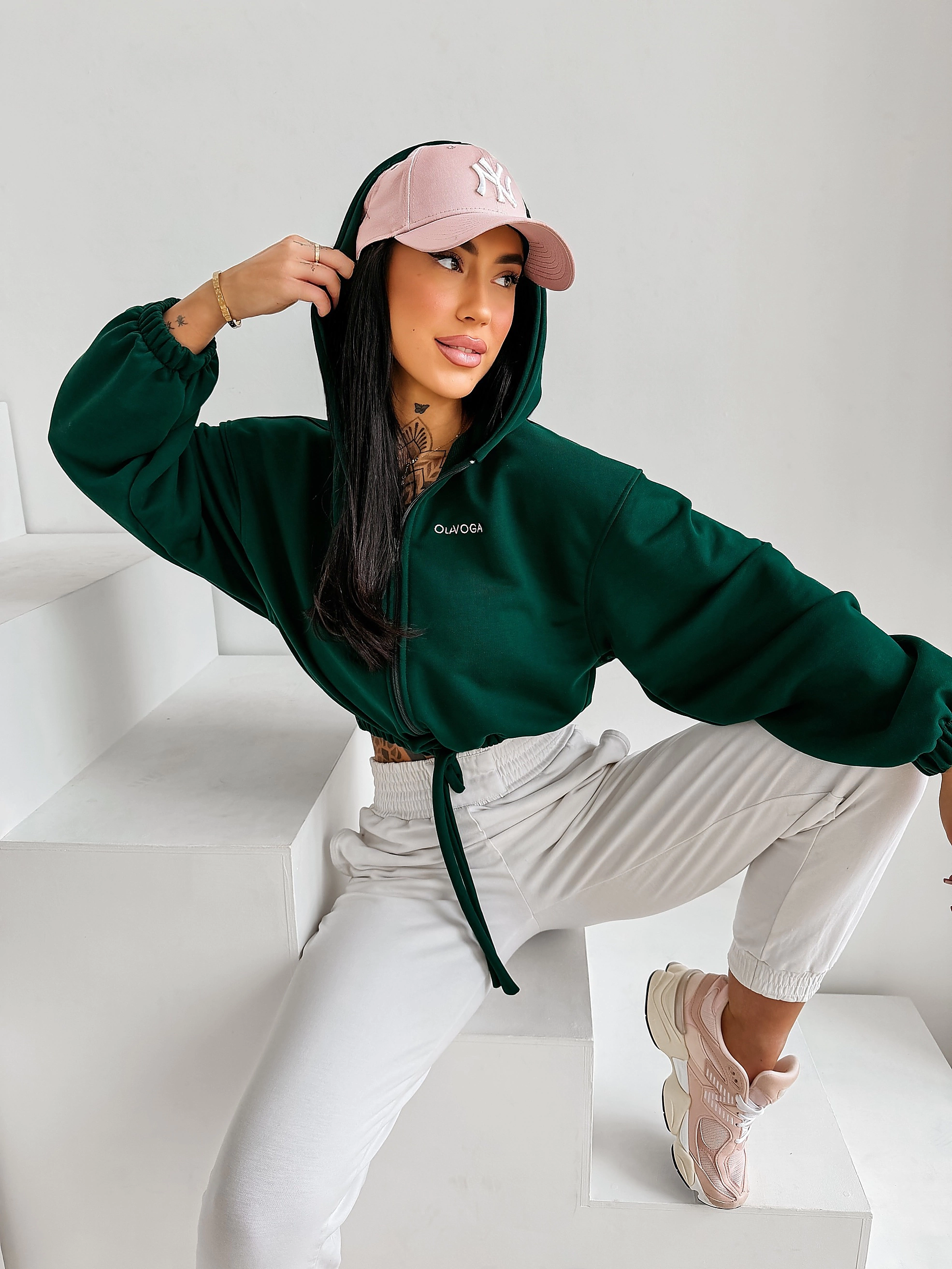 Bluza damska oversize OLAVOGA NERIN - Ciemny zielony