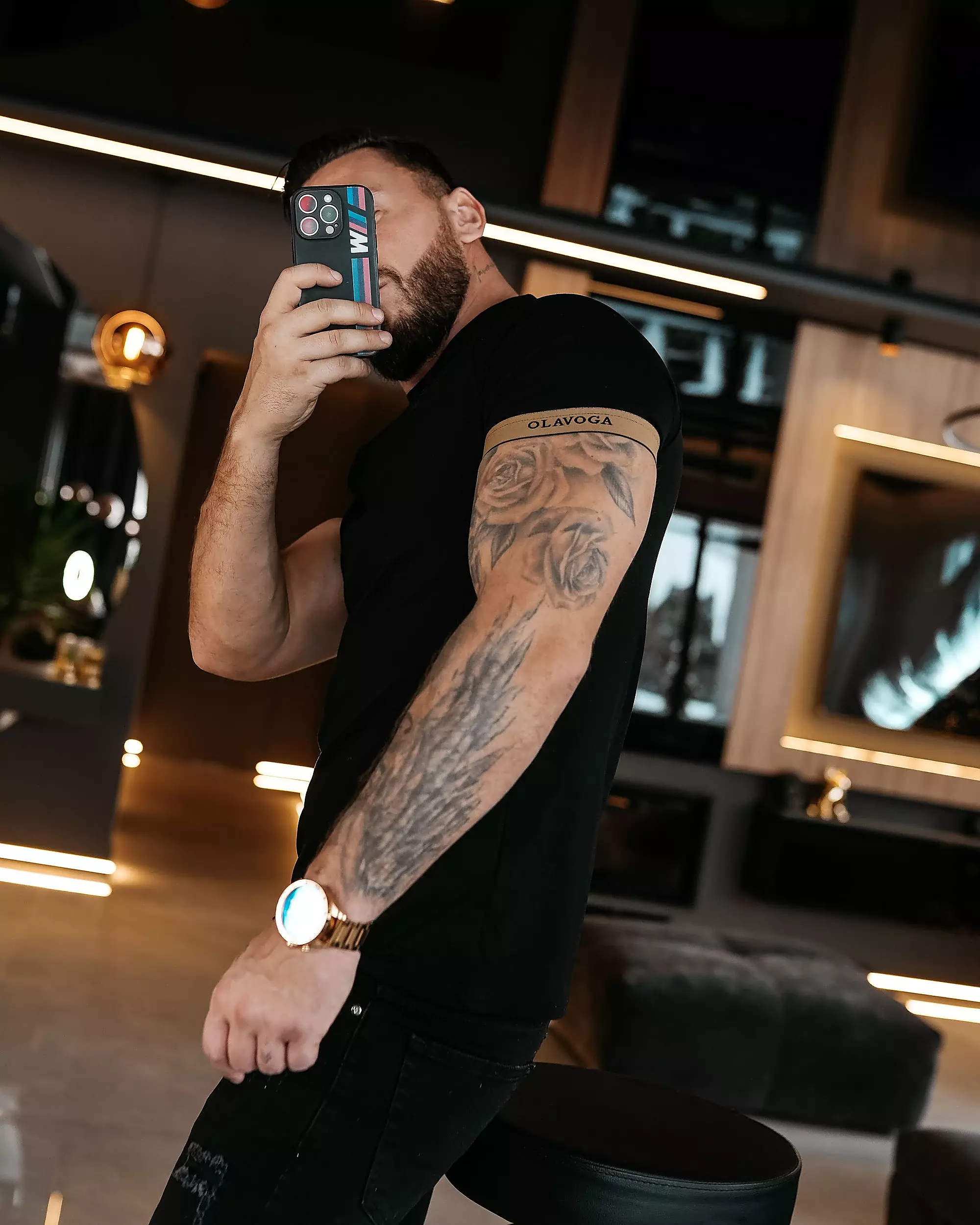 T-shirt męski klasyczny OLAVOGA Men RAYSIER - Czarny