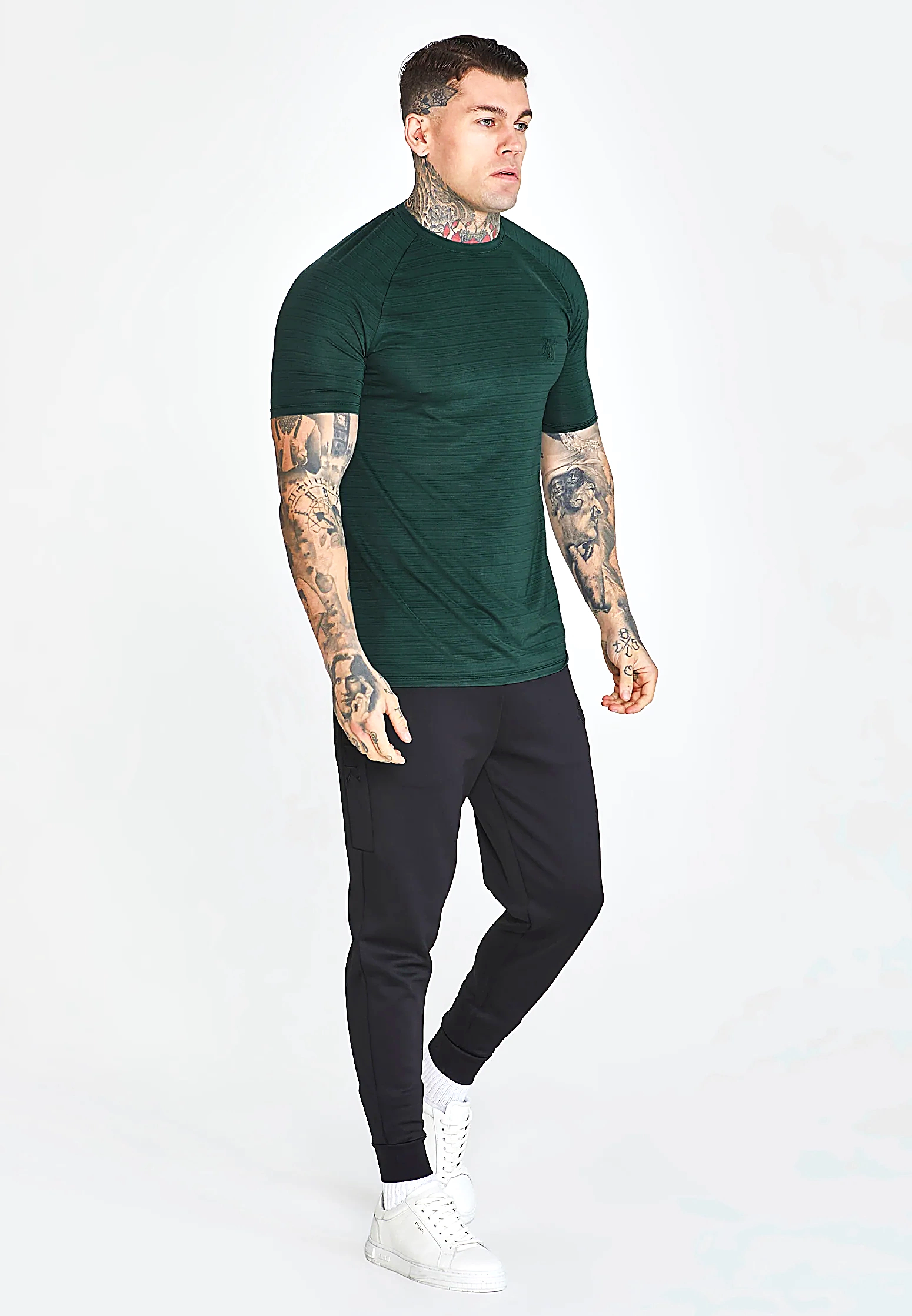 T-shirt męski SIKSILK MUSCLE FIT 26817 - Zielony