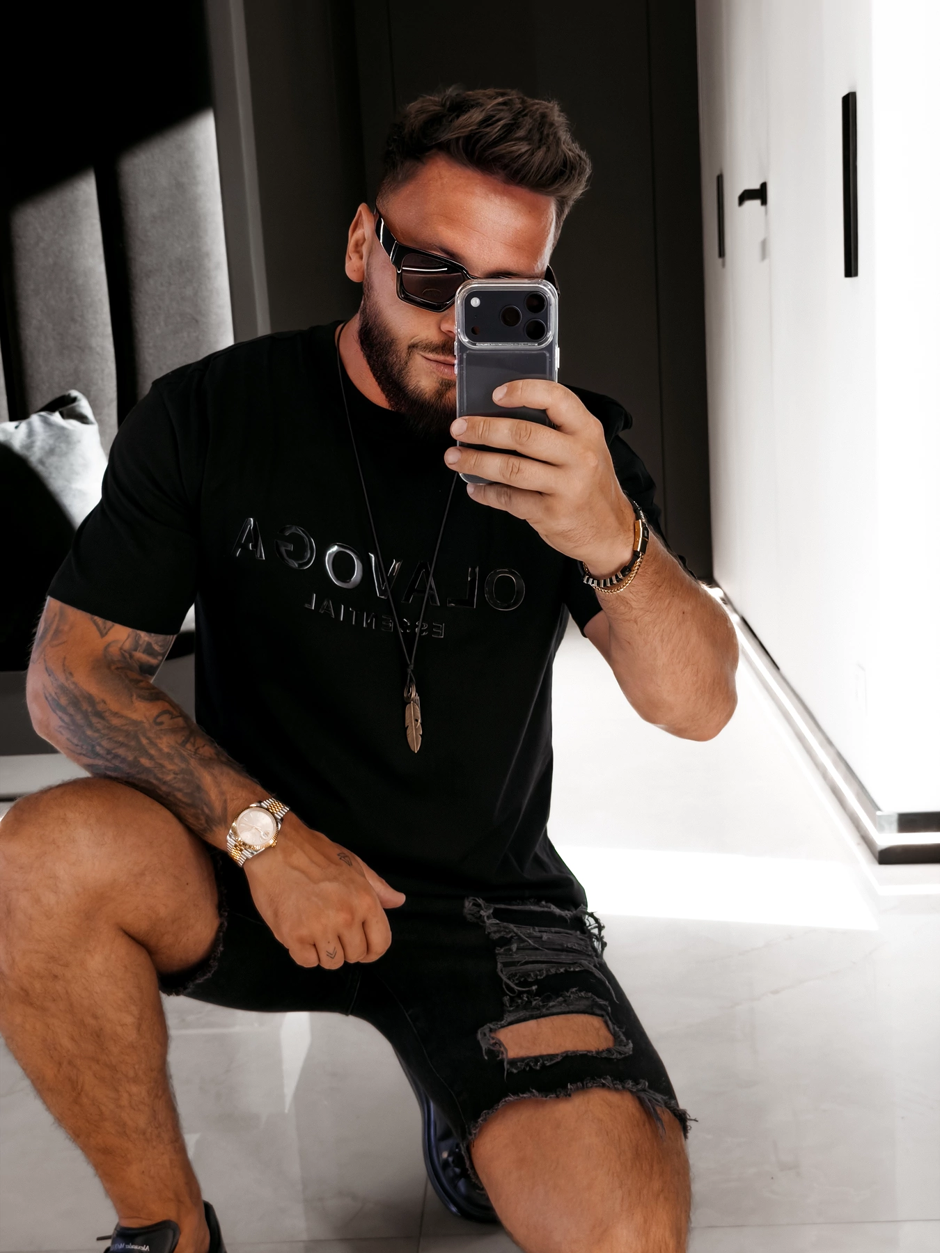 OLAVOGA Men BOHO slim T-shirt - Black