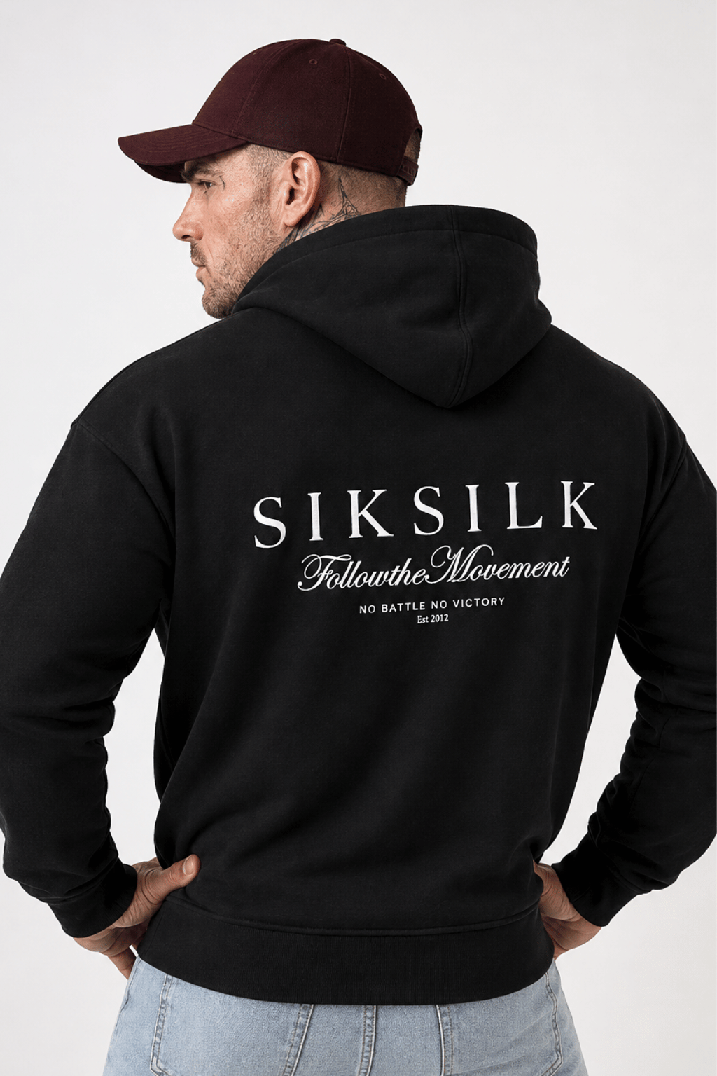 SIKSILK pánska mikina s klokankou 28768 - Black