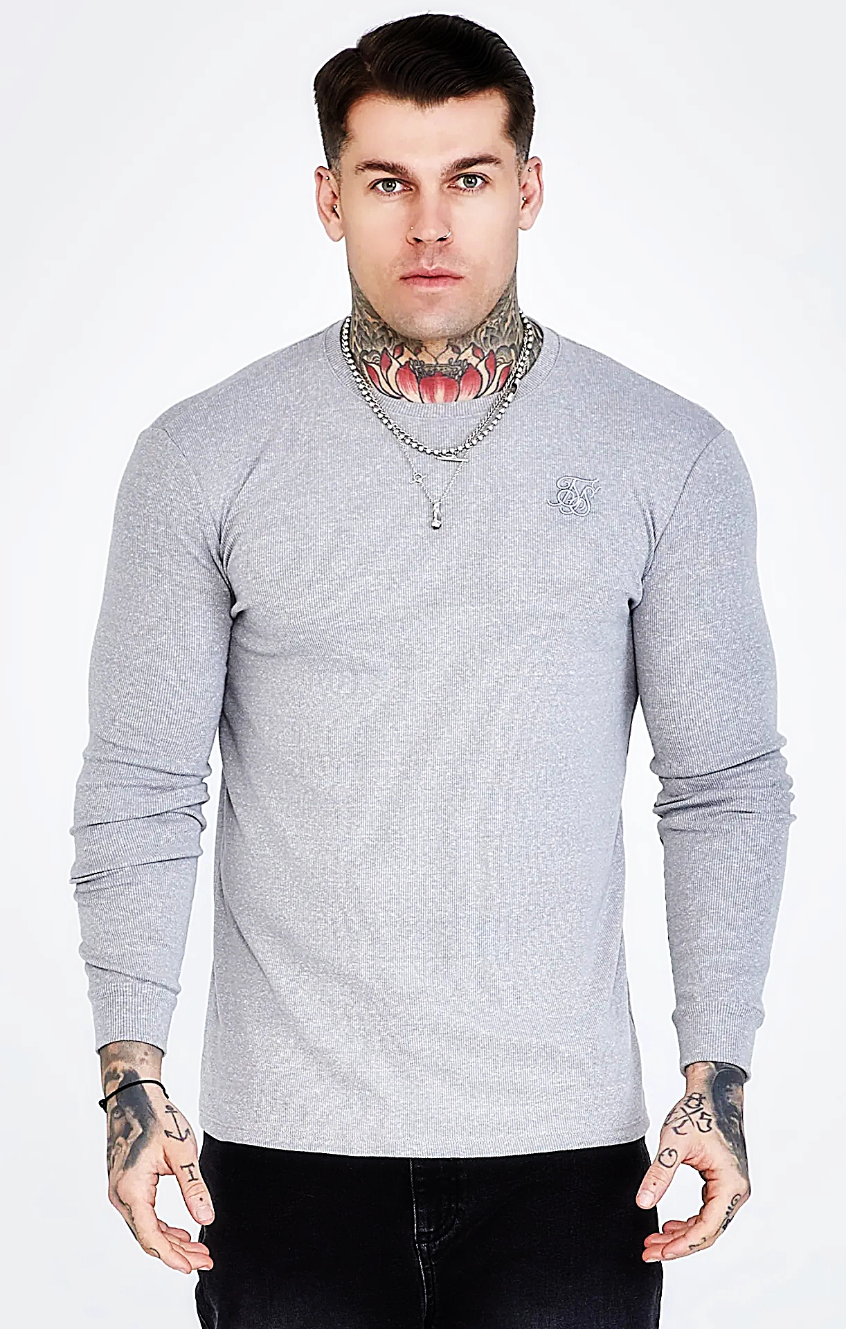 SikSilk LONGSLEEVE long sleeve T-shirt 27070 - Grey | S | OLAVOGA