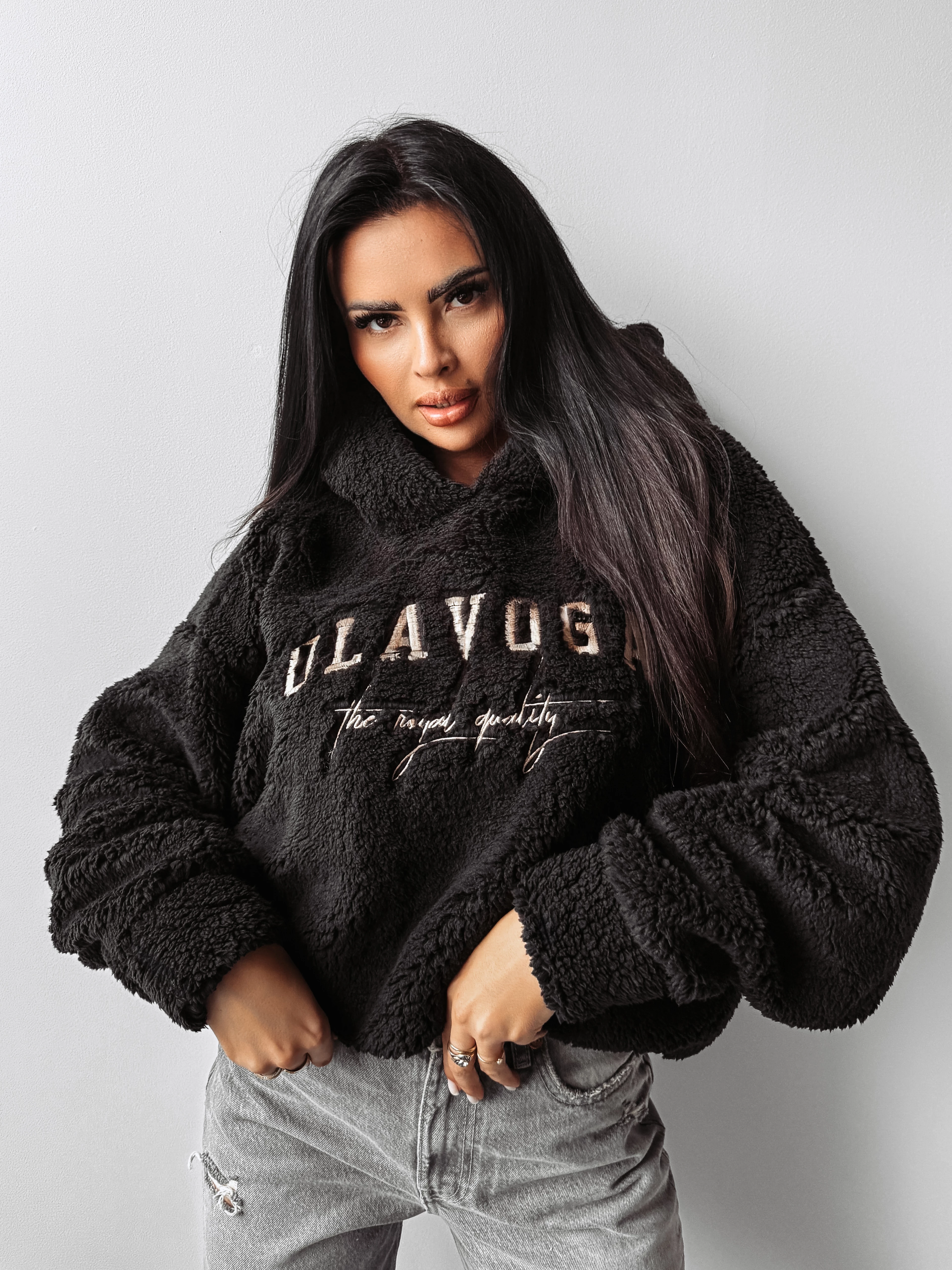 Black teddy sweatshirt hotsell
