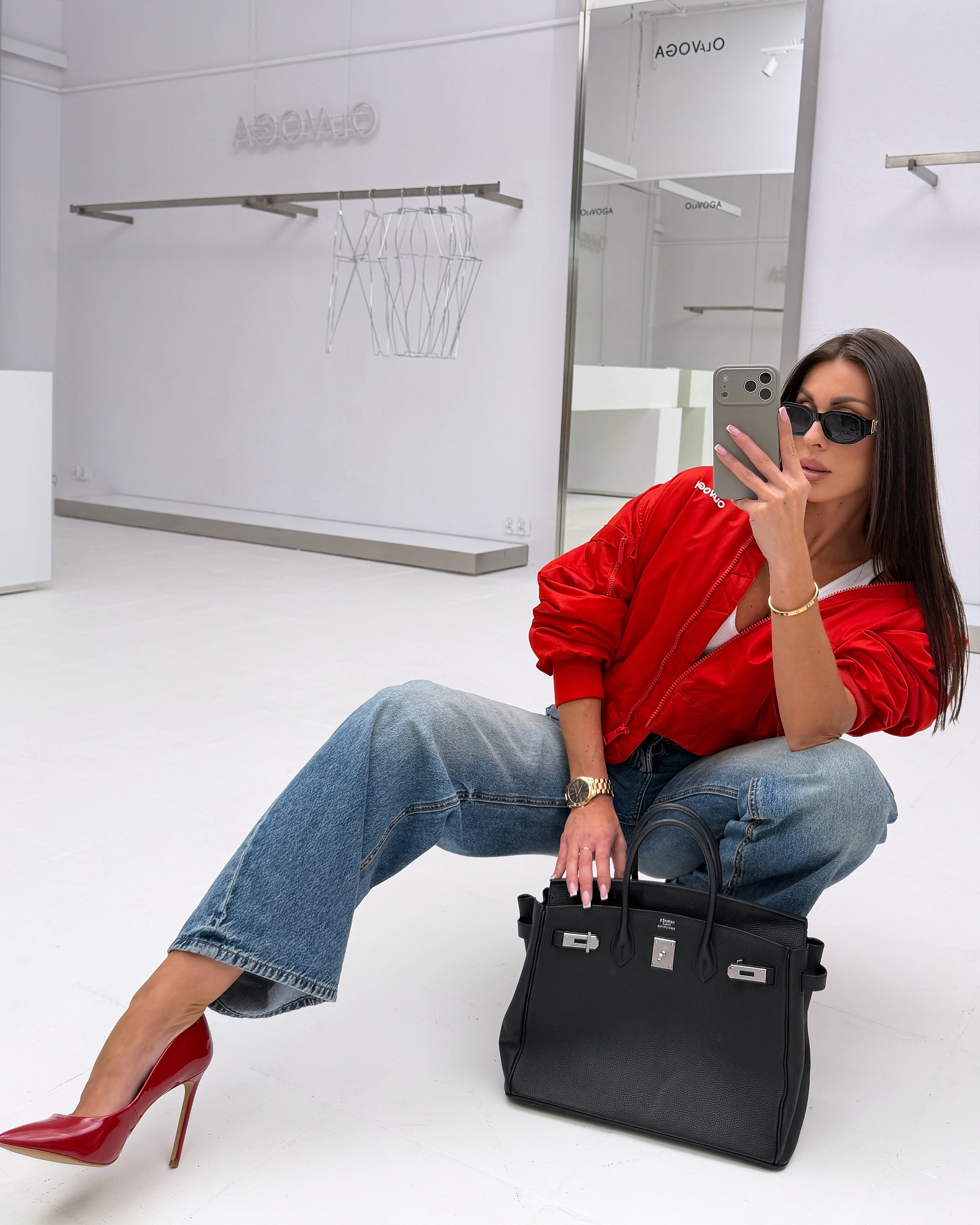 Dámská bomber bunda OLAVOGA WOOLY 2.0 – červená