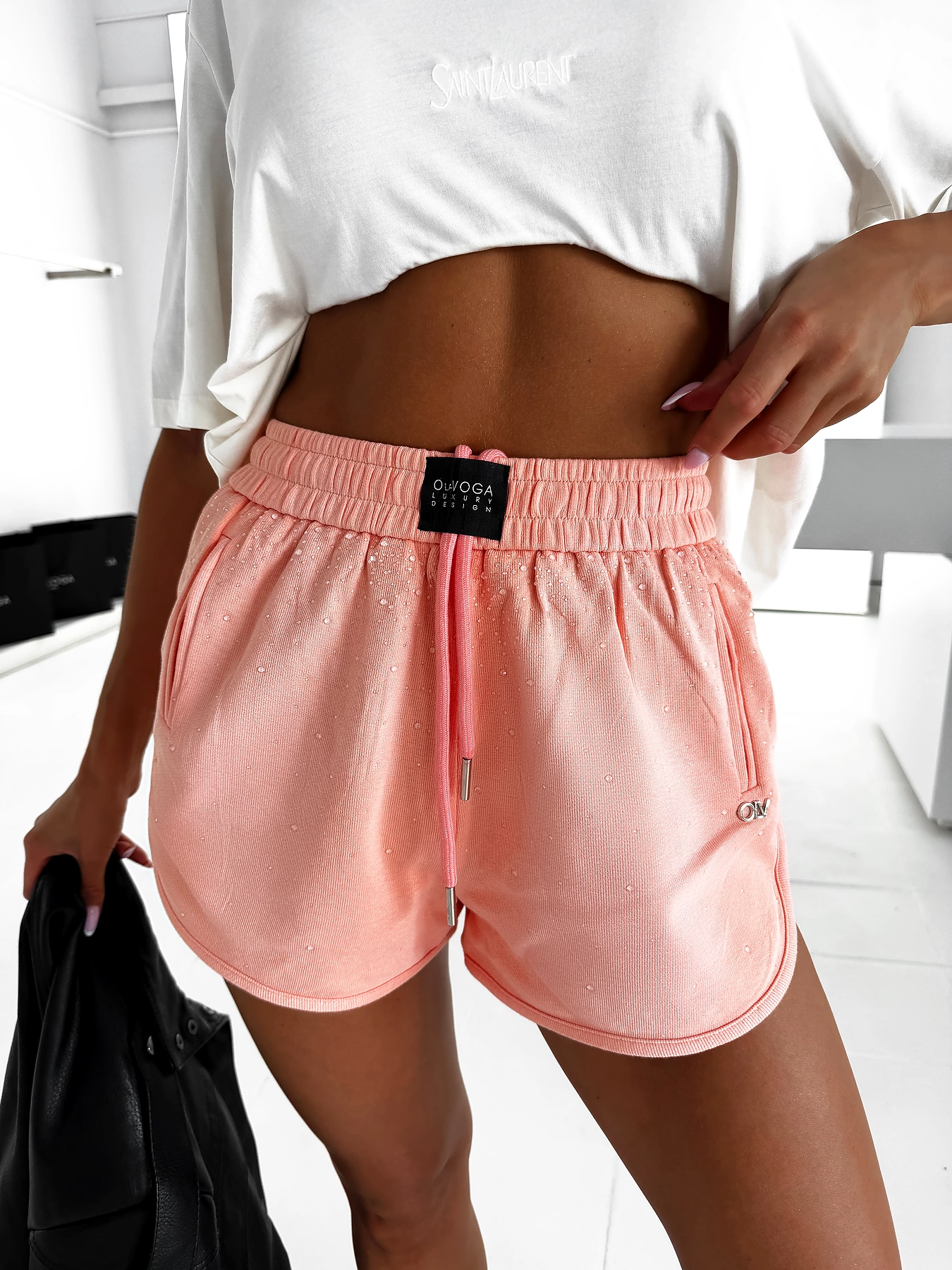 Women's shorts with crystals OLAVOGA SWIFT - Orange