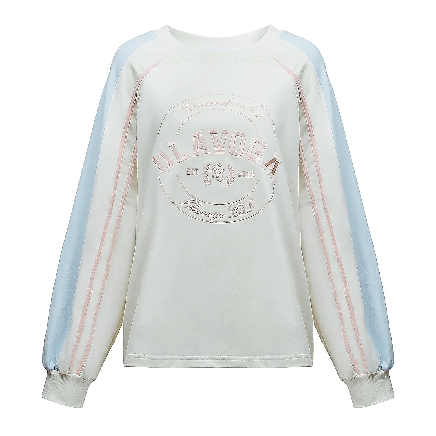 Damen-Sweatshirt OLAVOGA DELORA - Écru + Blau