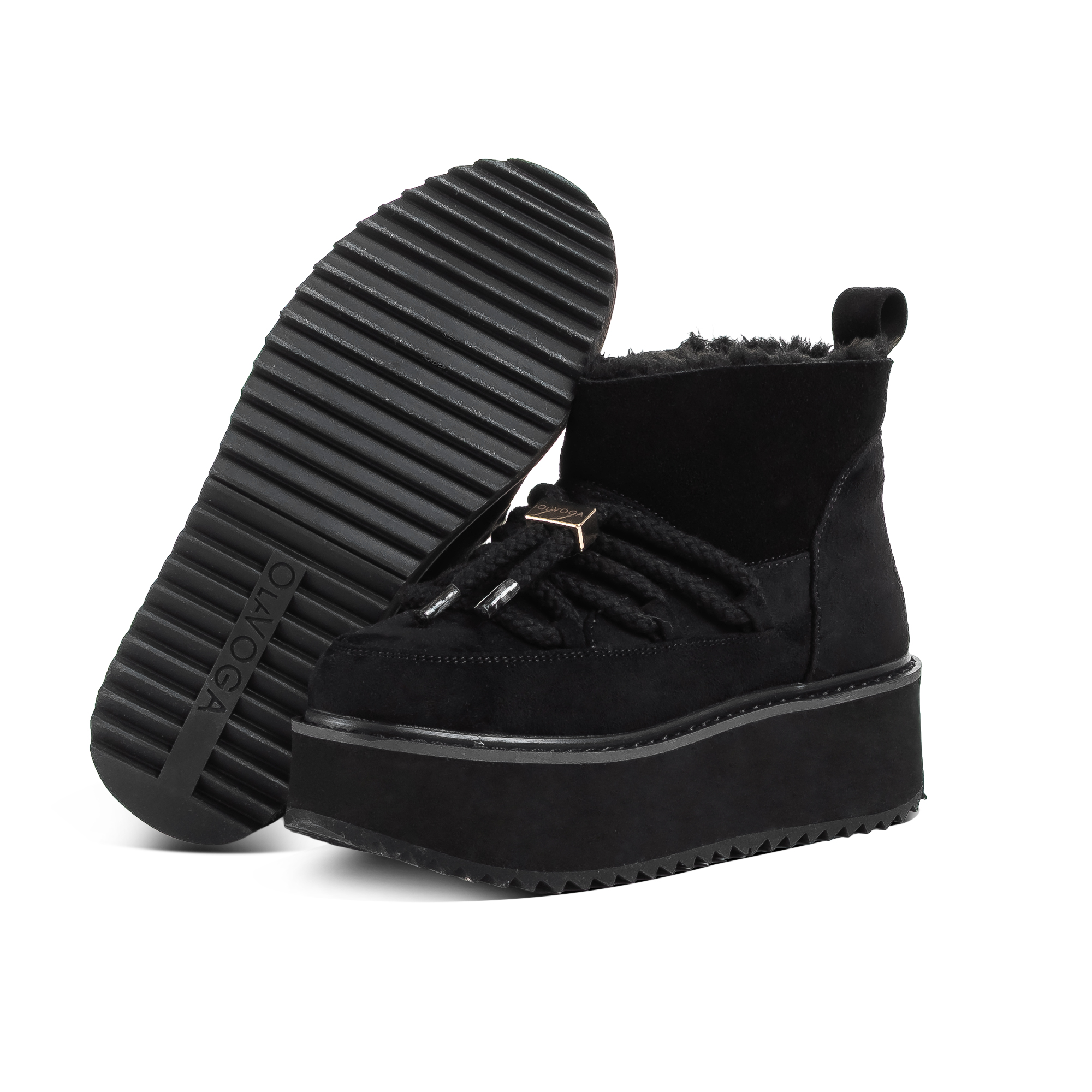 OLAVOGA GRANDA Kunstfell-Schneestiefel - Schwarz