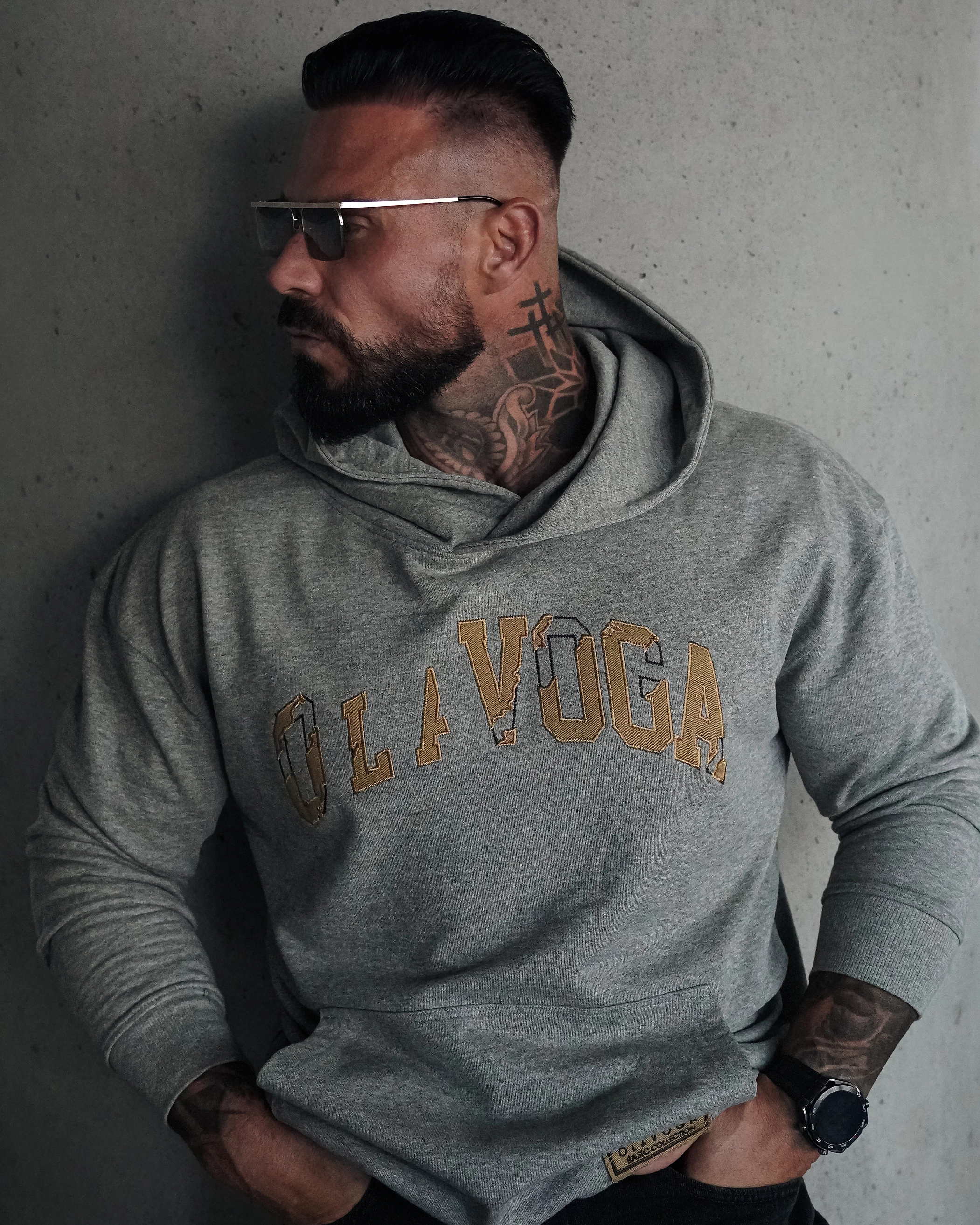 Bluza męska z kapturem OLAVOGA Men FLYTION - Szary