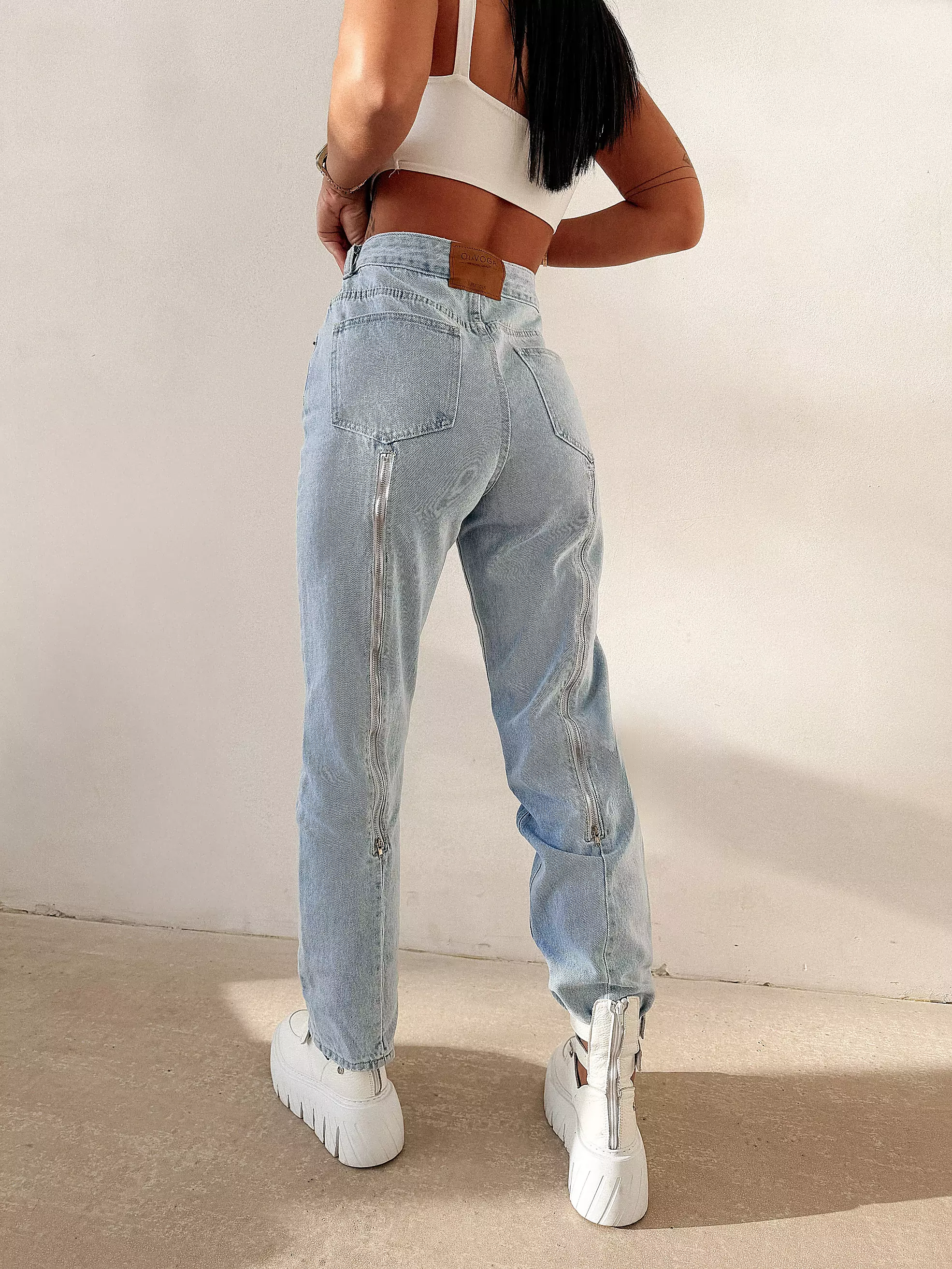 Spodnie damskie OLAVOGA SKYLINE - Jasny jeans