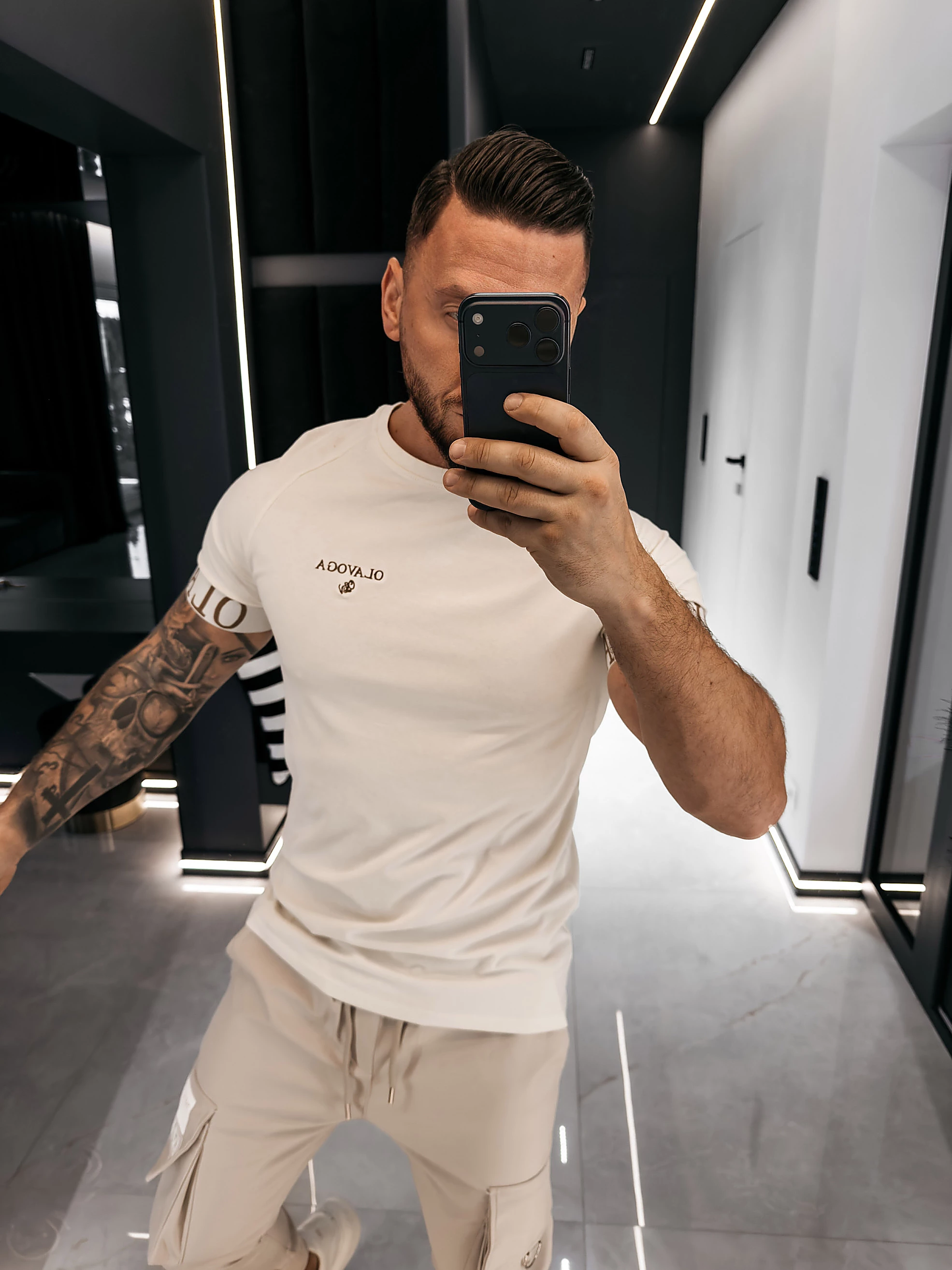 Pánské streetwearové tričko OLAVOGA Men SKYJUE - Écru