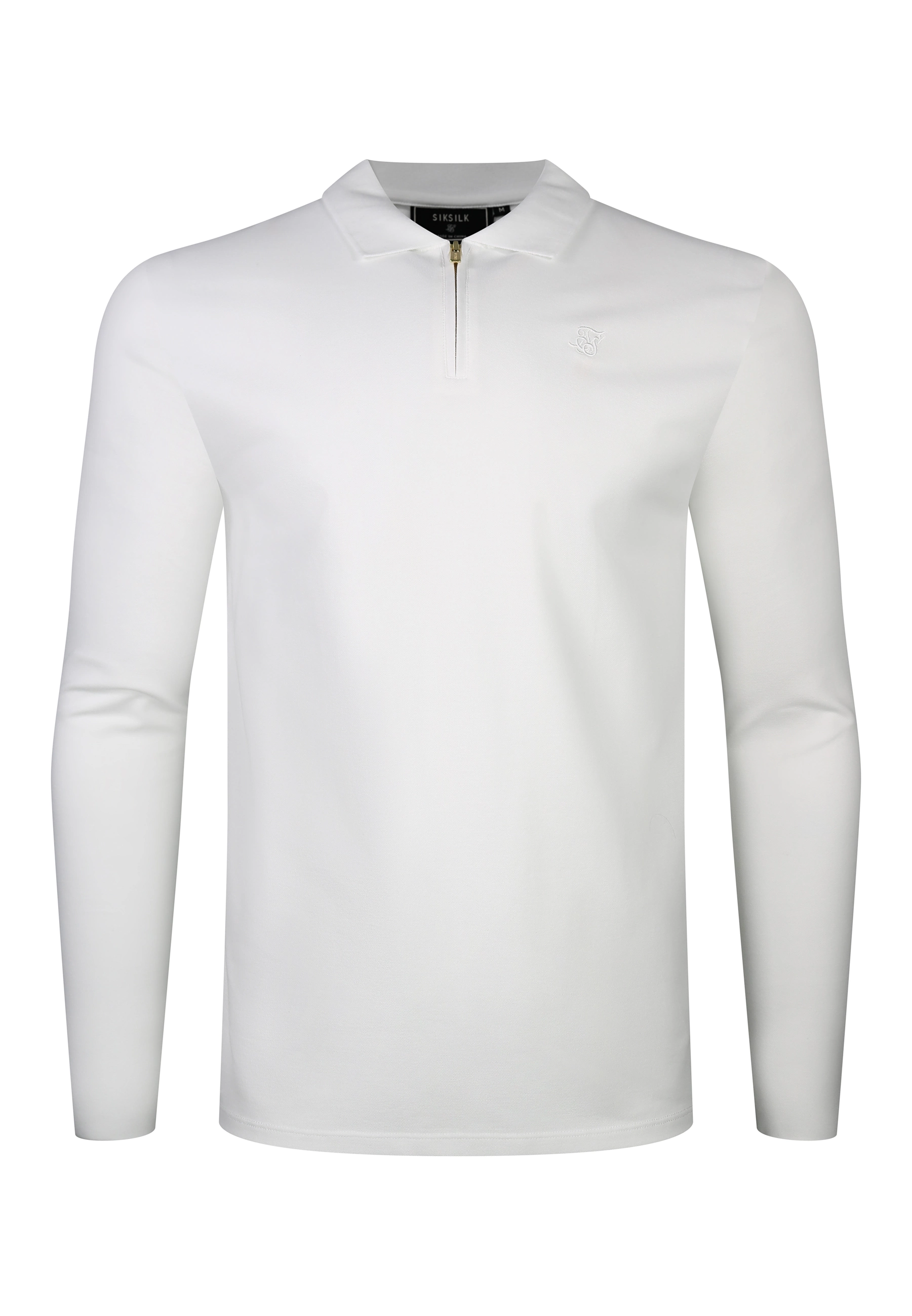 Pánské tričko SIKSILK ZIP POLO s dlouhým rukávem 29278 - White