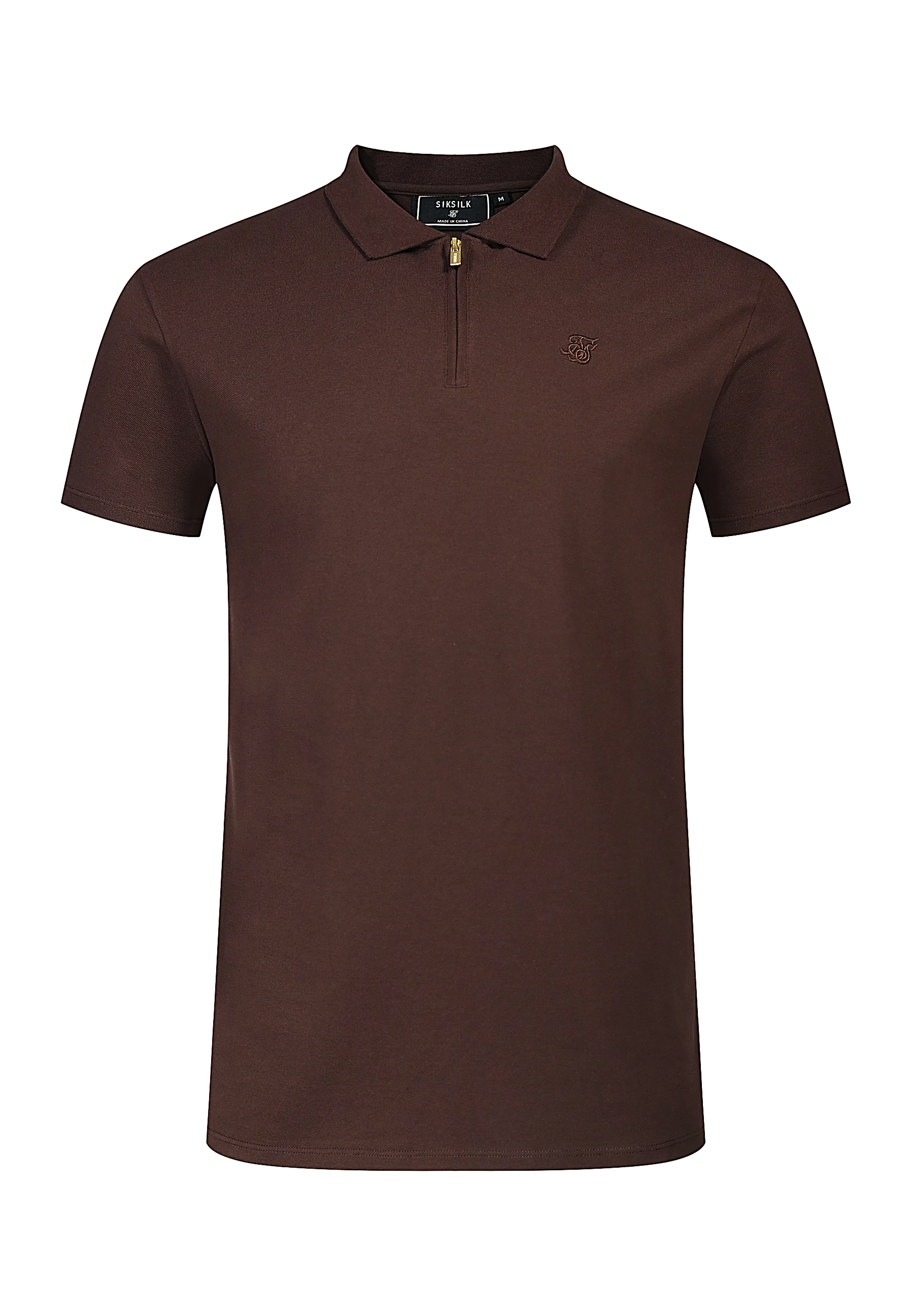 Herren SIKSILK ZIP POLO T-shirt 29273 - Braun