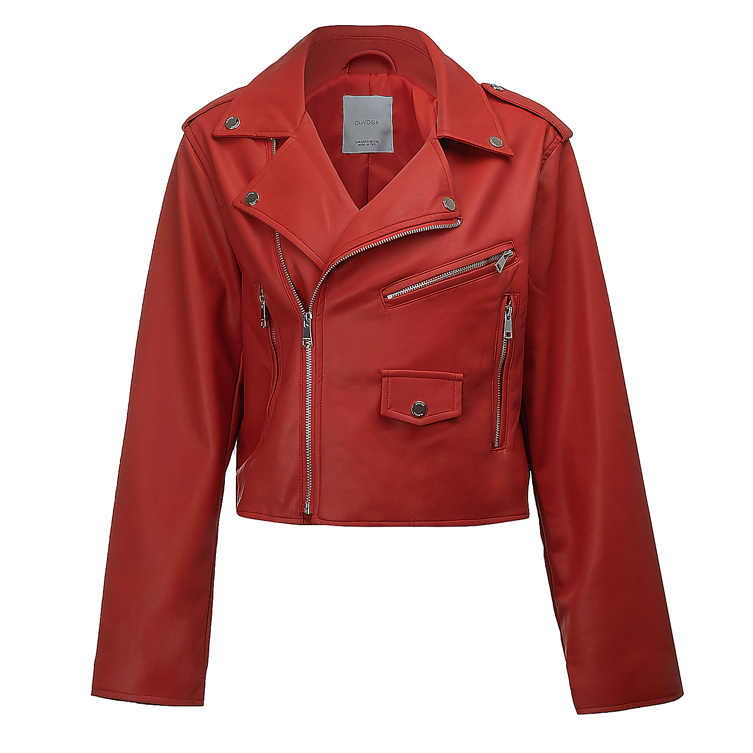 Kurtka damska biker OLAVOGA LADYO - Czerwony