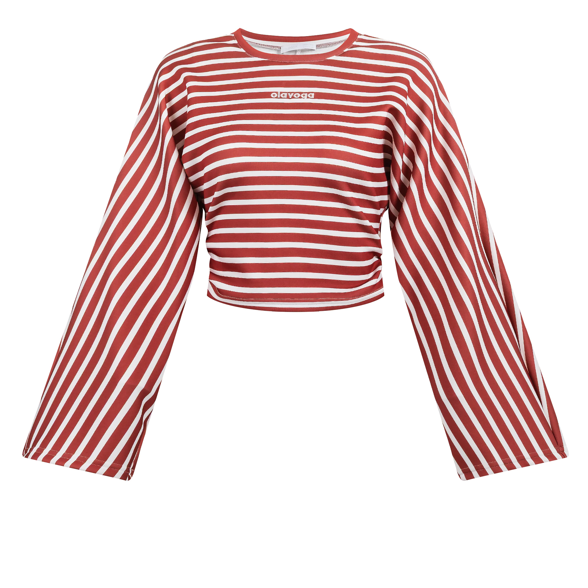 OLAVOGA FLOAT Damenbluse mit Streifen – Rot + Écru