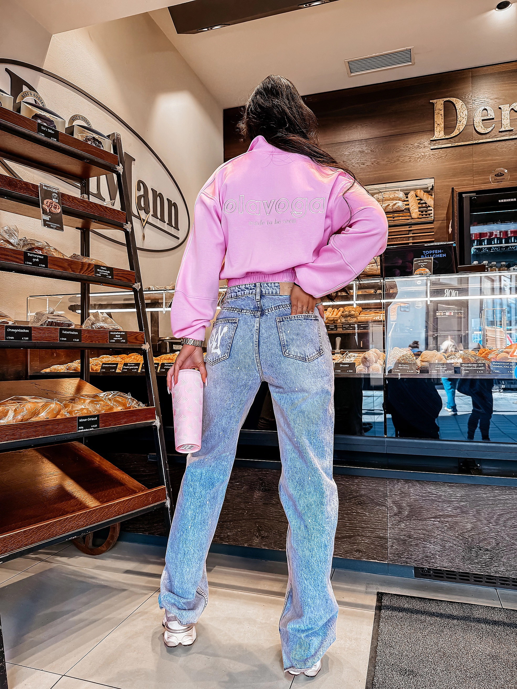 Bluza damska z lampasami OLAVOGA ROSEA - Pudrowy róż