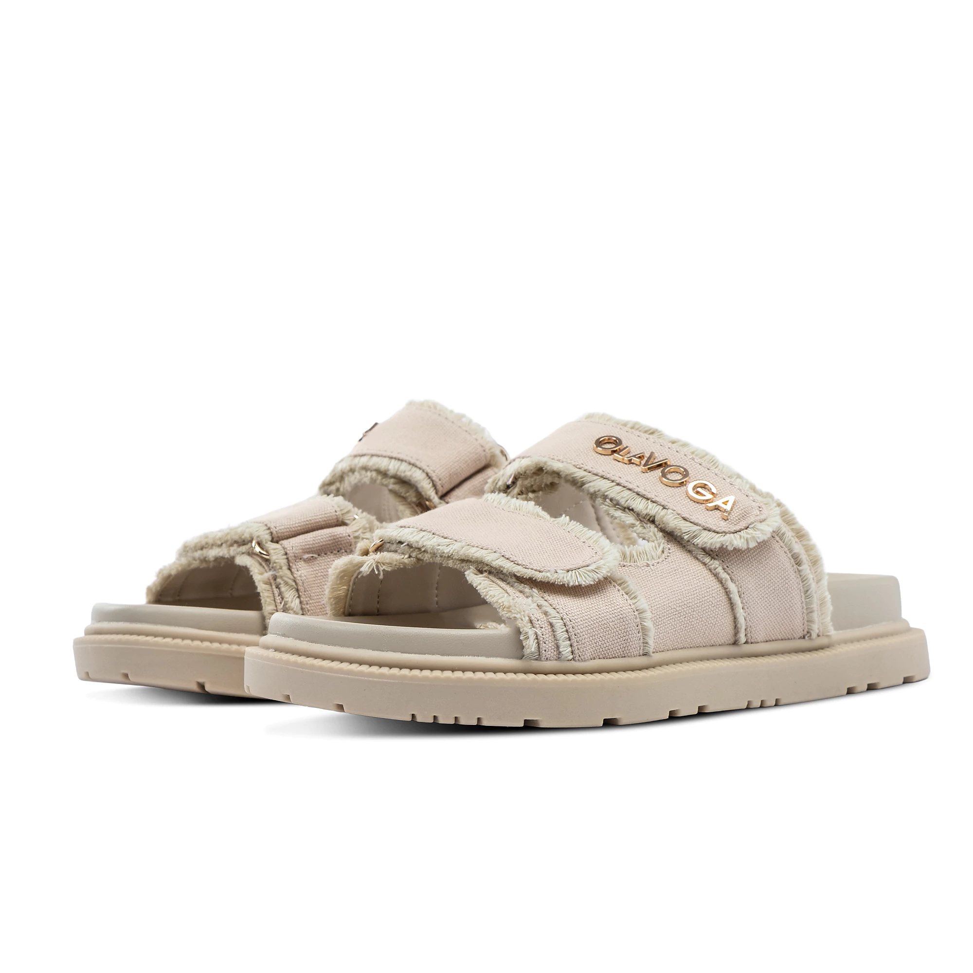 Women's Velcro flip-flops OLAVOGA BERLIOZ - Beige