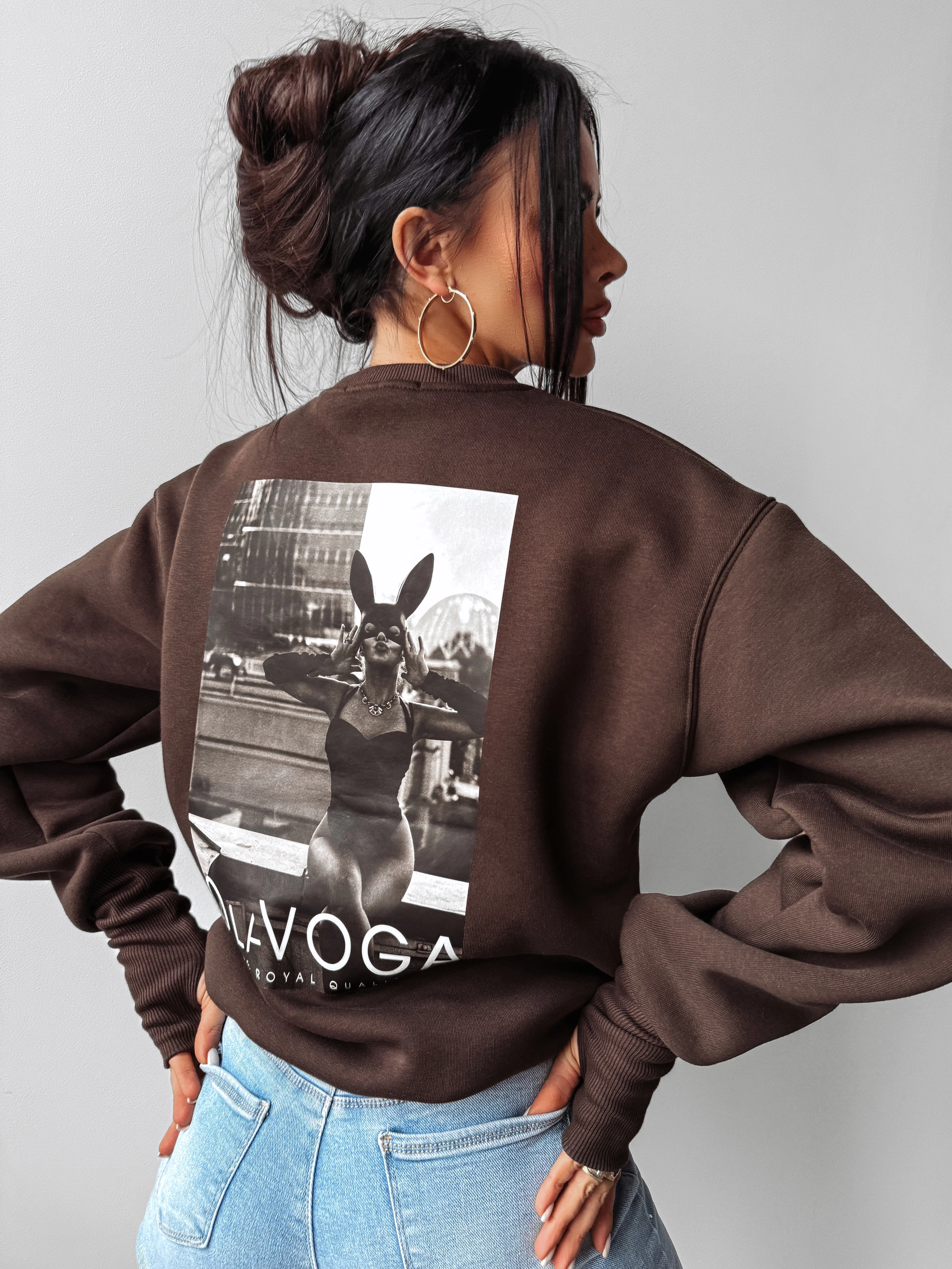 Women s sweatshirt with thumbhole OLAVOGA CUTE Brown M OLAVOGA Official Partner Shop Pasuri