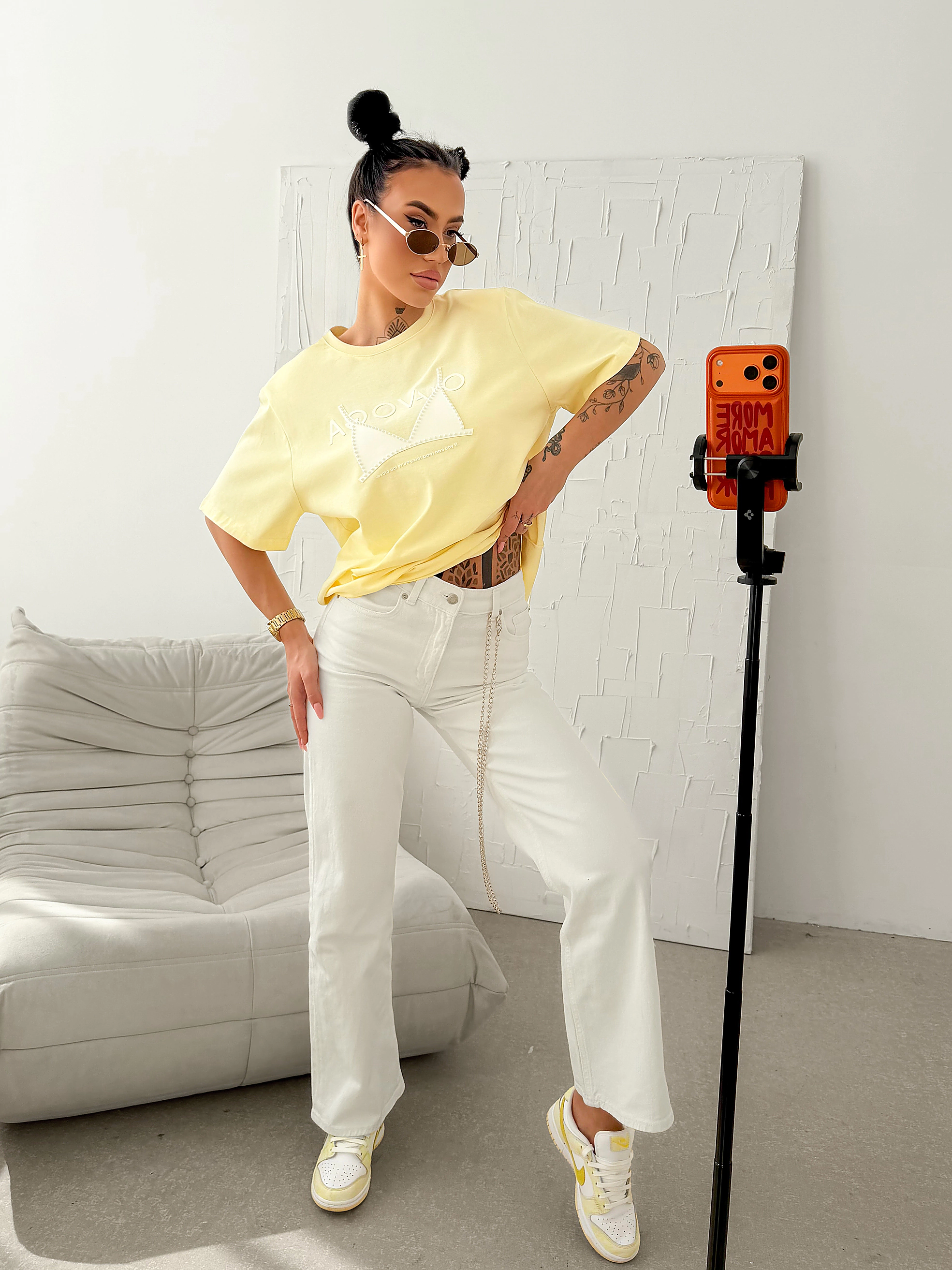 OLAVOGA BRAFITTI women's oversize T-shirt - Yellow