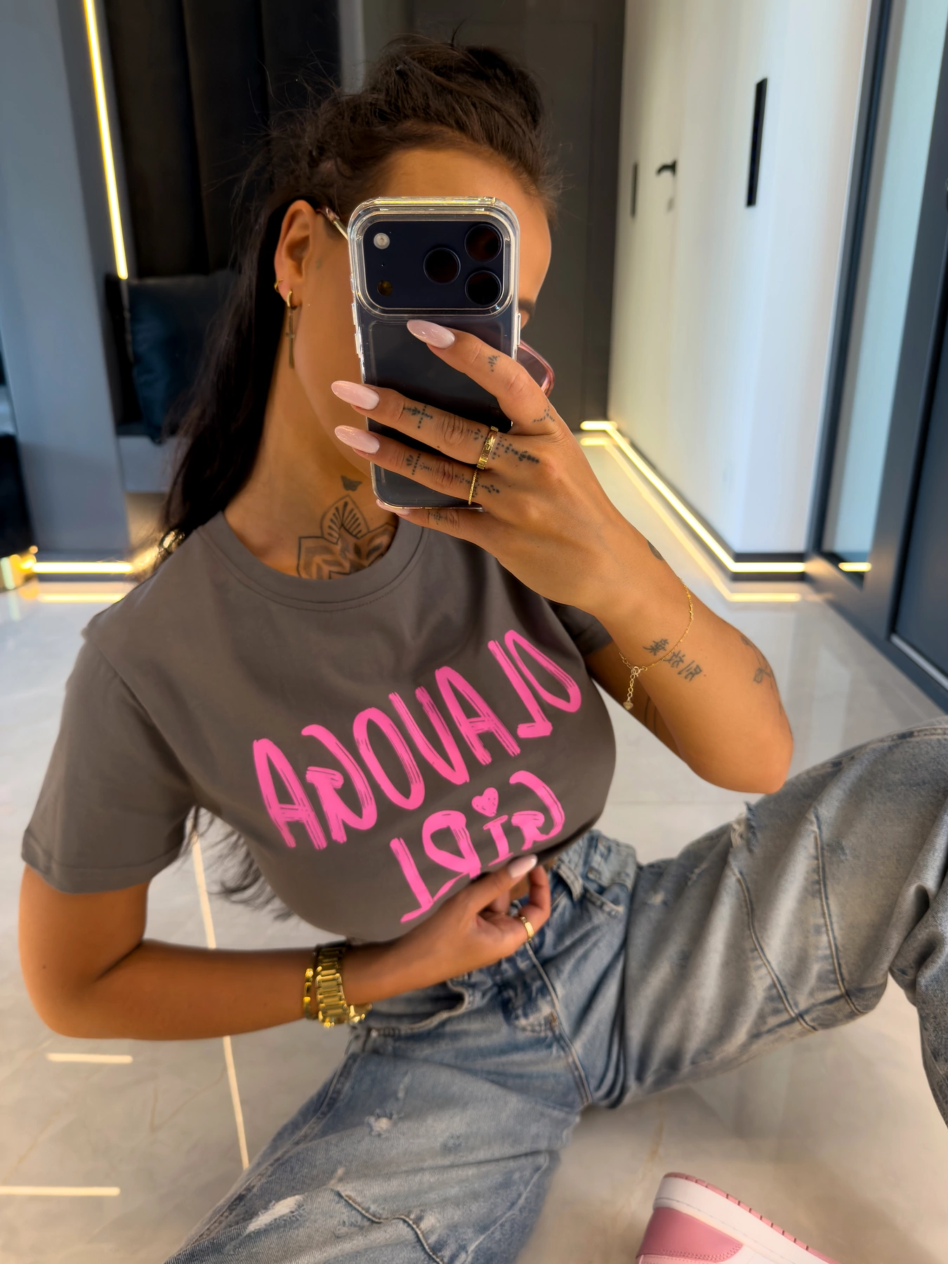 OLAVOGA MALEDY Damen-T-Shirt in Kastenform - Grau