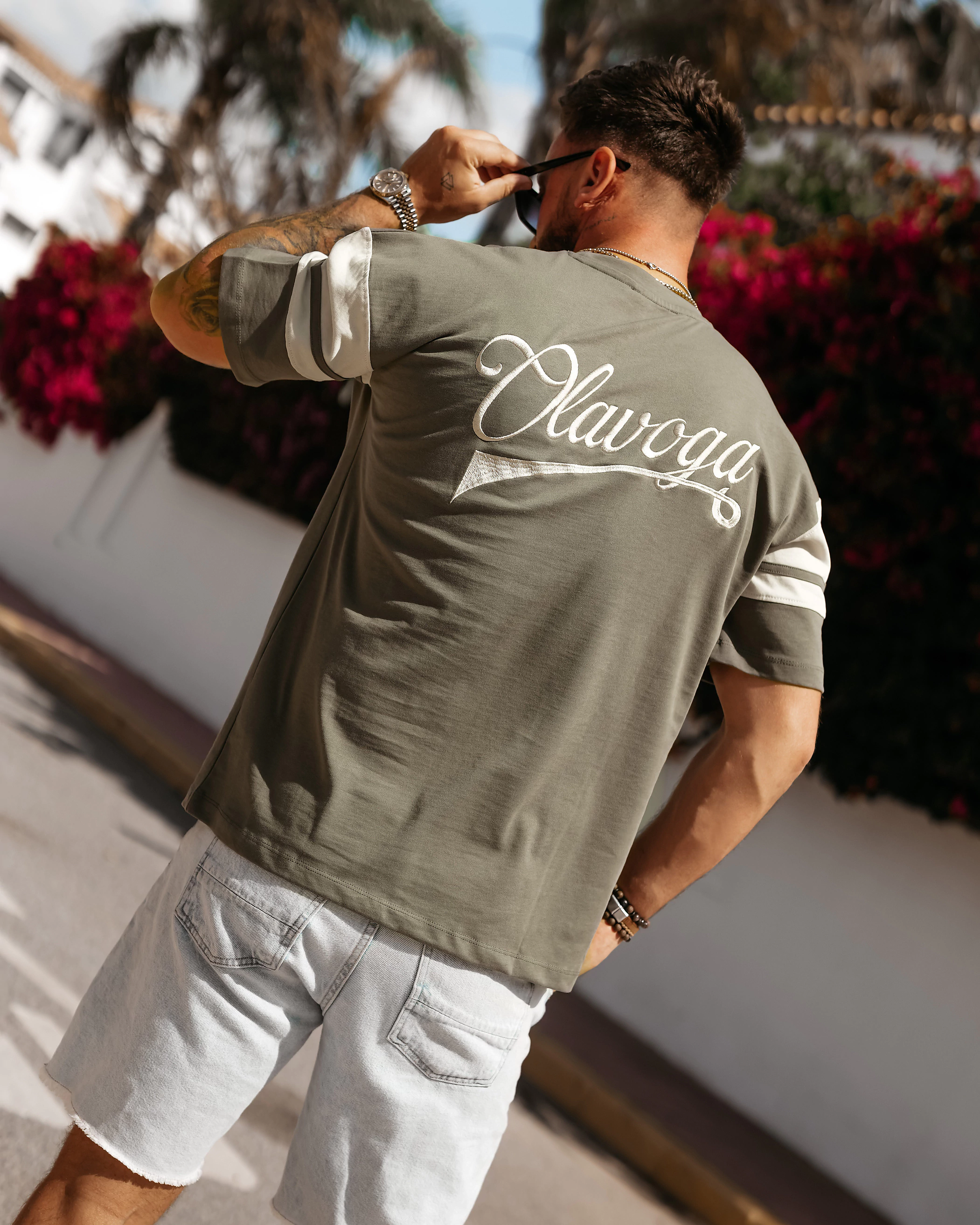 OLAVOGA Pánské tričko VALDORIN oversize - Khaki barva