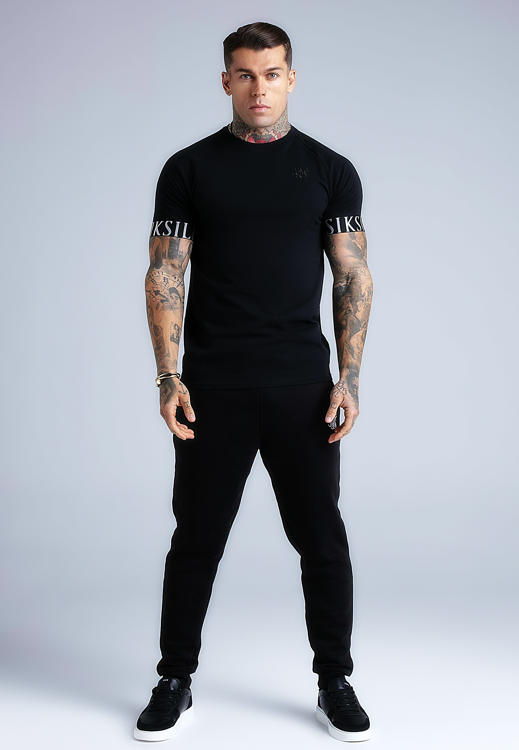T-shirt męski SIKSILK TECH 28403 - Czarny