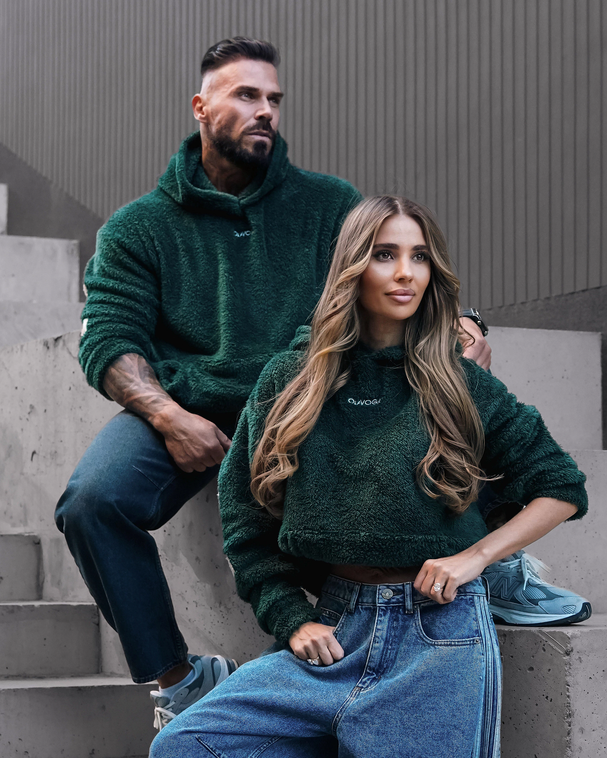 OLAVOGA Men FIDO MEN Sherpa hooded sweatshirt – Dark green