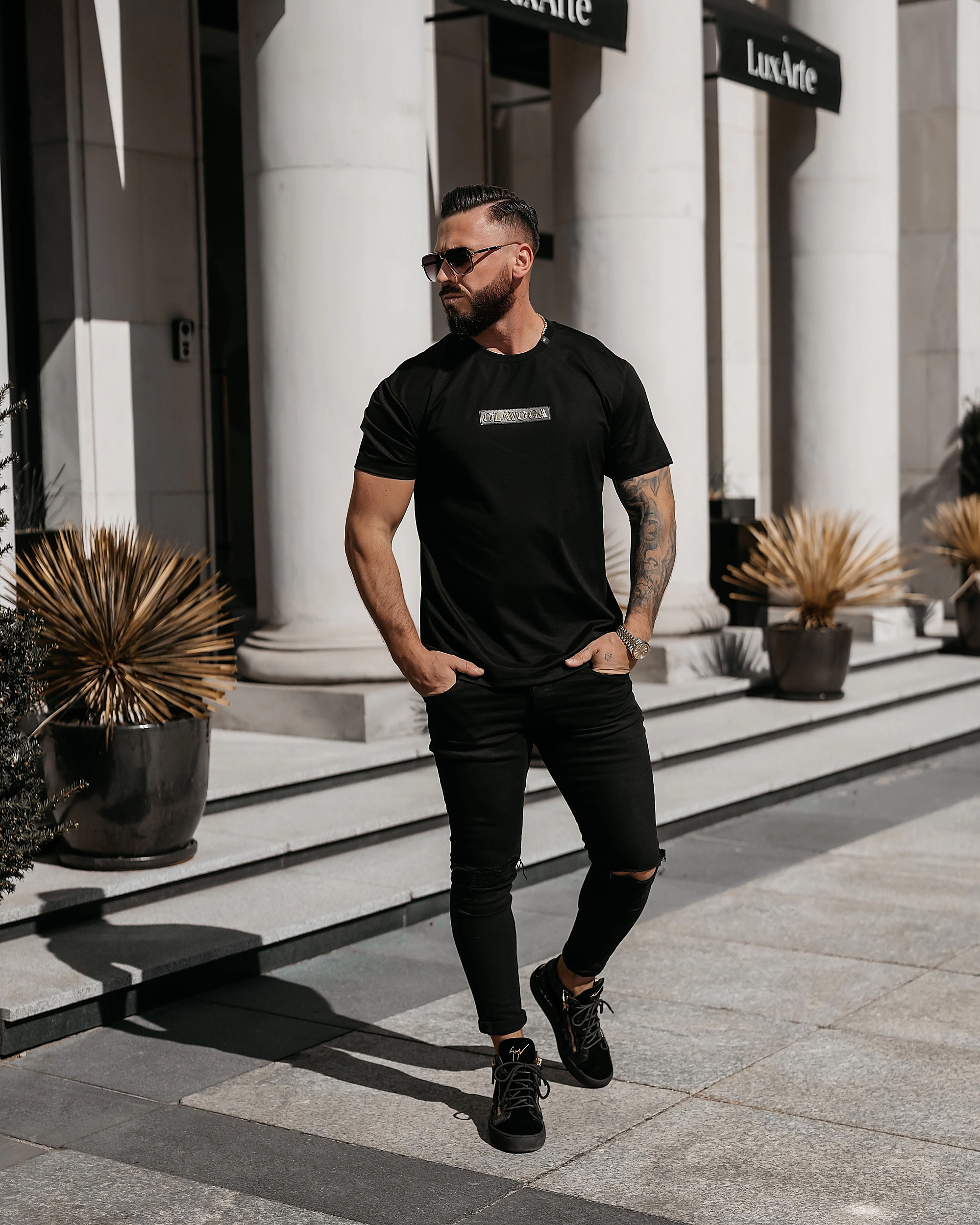 T-shirt męski OLAVOGA Men SOBRE - Czarny