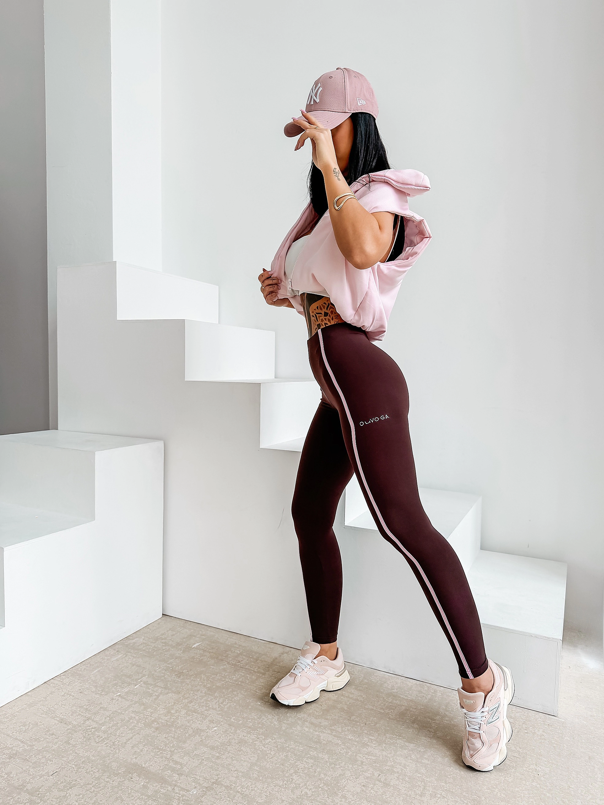 OLAVOGA AMERA Damen Leggings mit Streifen - Braun