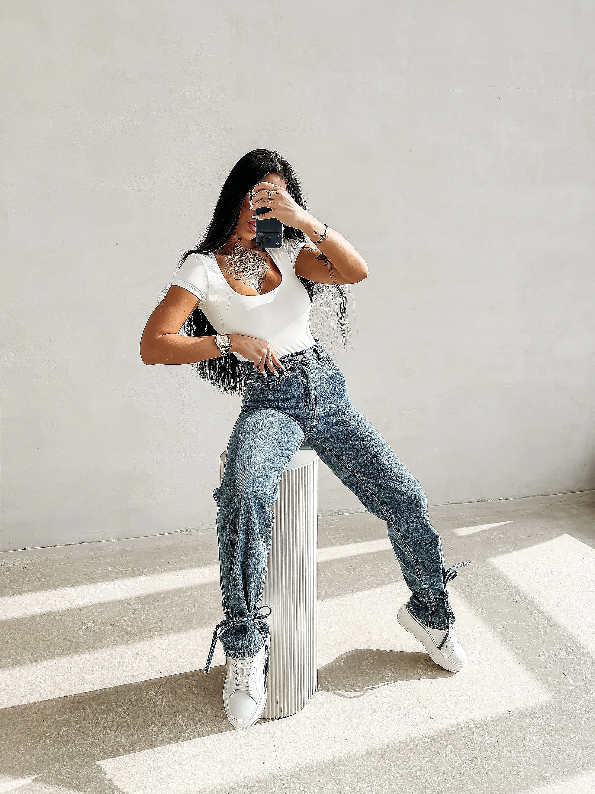 Spodnie damskie denim OLAVOGA REIRY - Niebieski