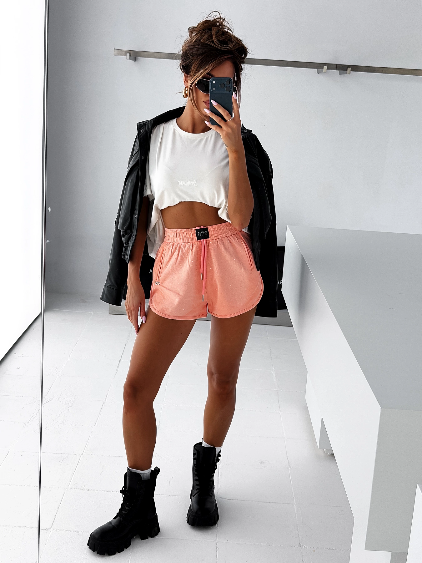 Women's shorts with crystals OLAVOGA SWIFT - Orange