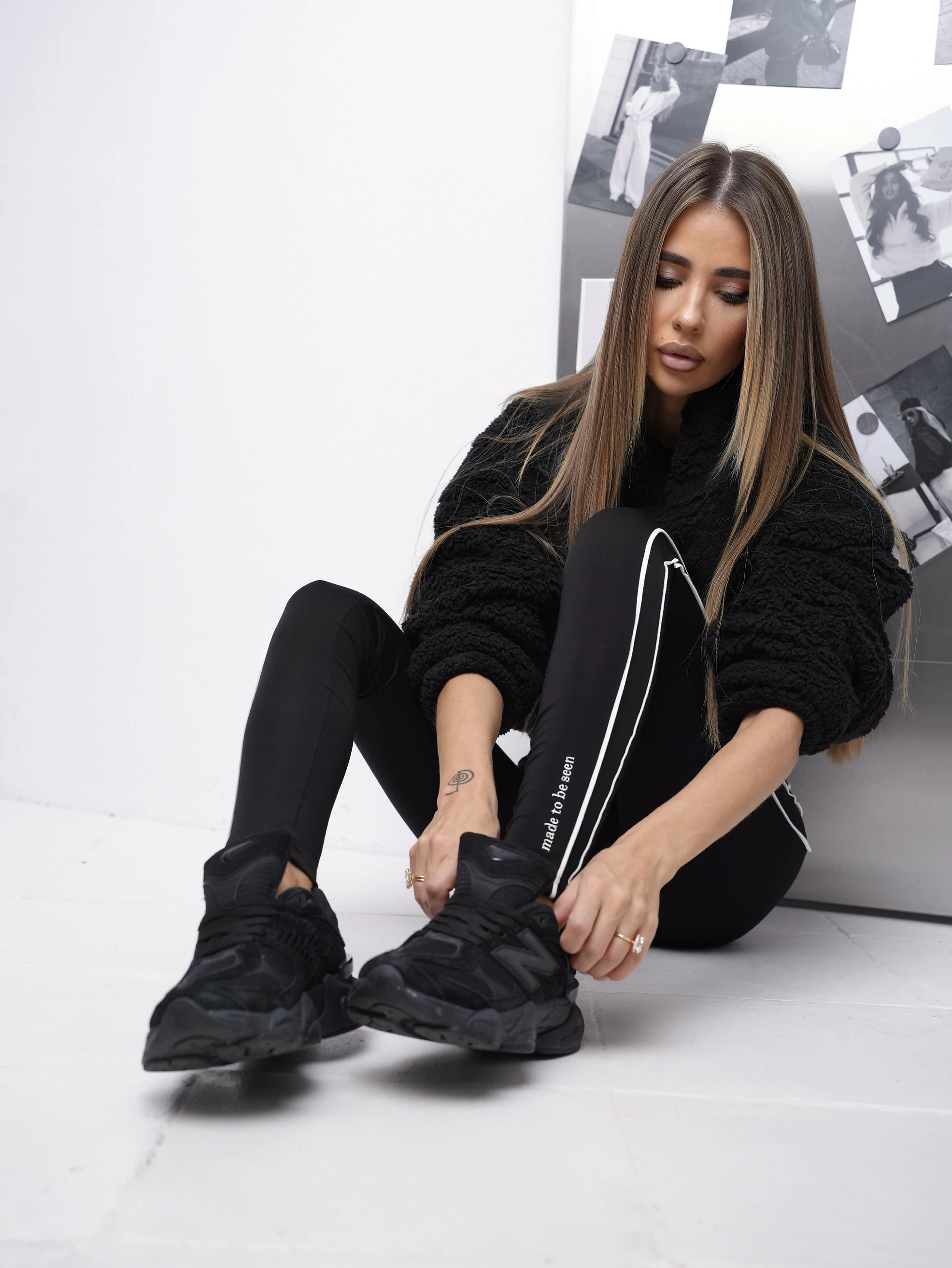 Damen Leggings mit Streifen OLAVOGA SOFIA - Schwarz