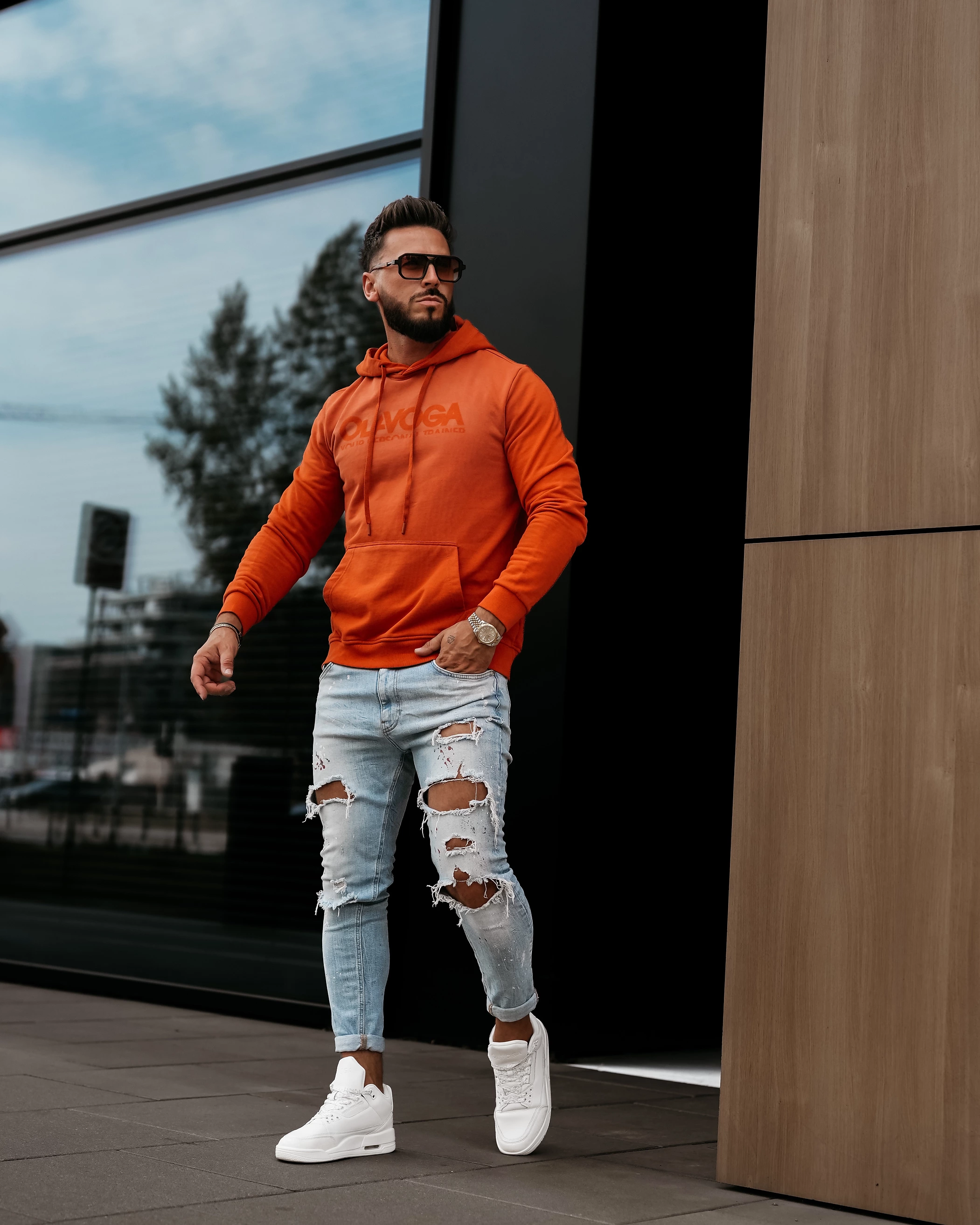 Pánska mikina oversize OLAVOGA Men NEVIR – oranžová