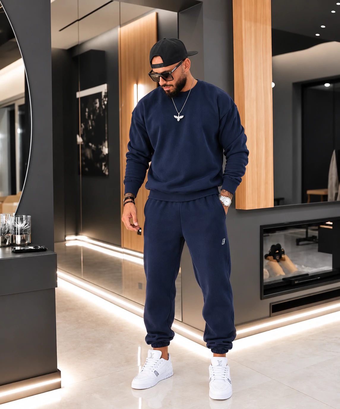 Pánské tepláky OLAVOGA Men ZAIRI PANTS – tmavě modré