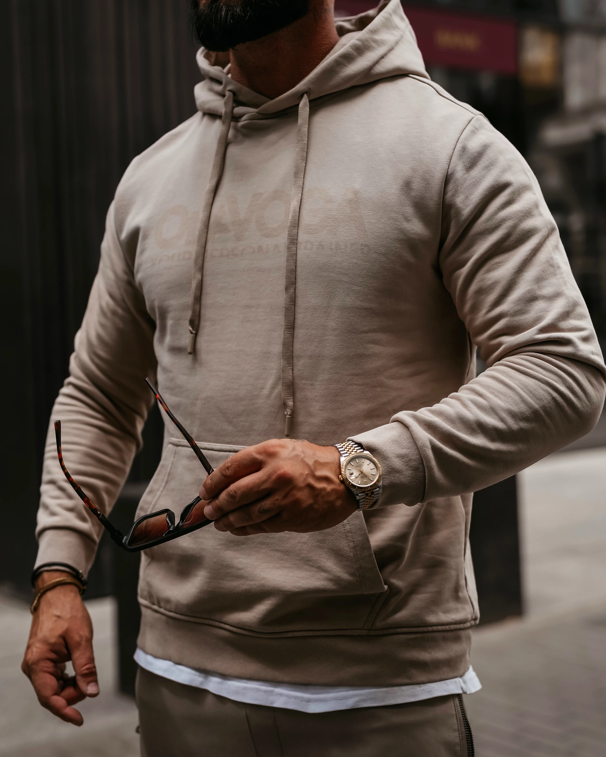 Pánska mikina oversize OLAVOGA Men NEVIR – béžová