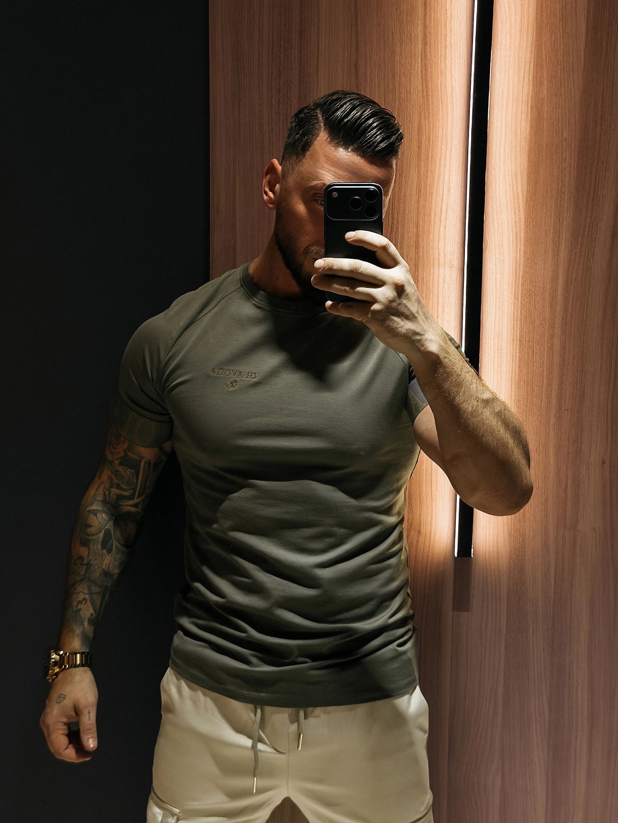 Pánské streetwearové tričko OLAVOGA Men SKYJUE - Khaki