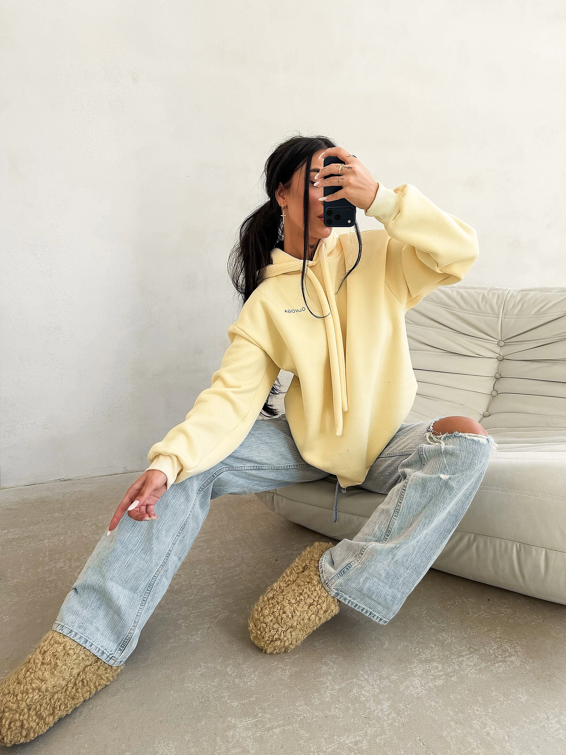 Bluza damska Oversize OLAVOGA RUNAWAY - Écru